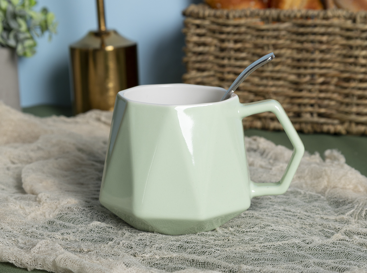 CHANGSHA HAPPY GO  Geometric New Bone China Coffee Mugs with Glossy Diamond Embossing in Nordic Tones |Dopamine Series Ceramics  |happygodinnerware.com