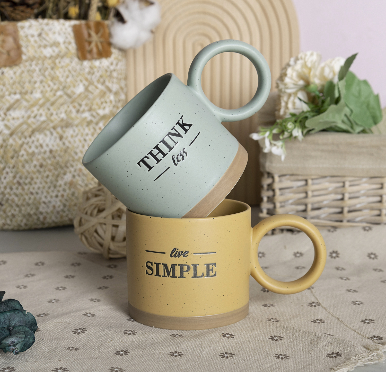 CHANGSHA HAPPY GO Pastel Typography Motivational Quote New Bone China Mug Set with Matte Macaron Colors |Dopamine Series Ceramics  |happygodinnerware.com