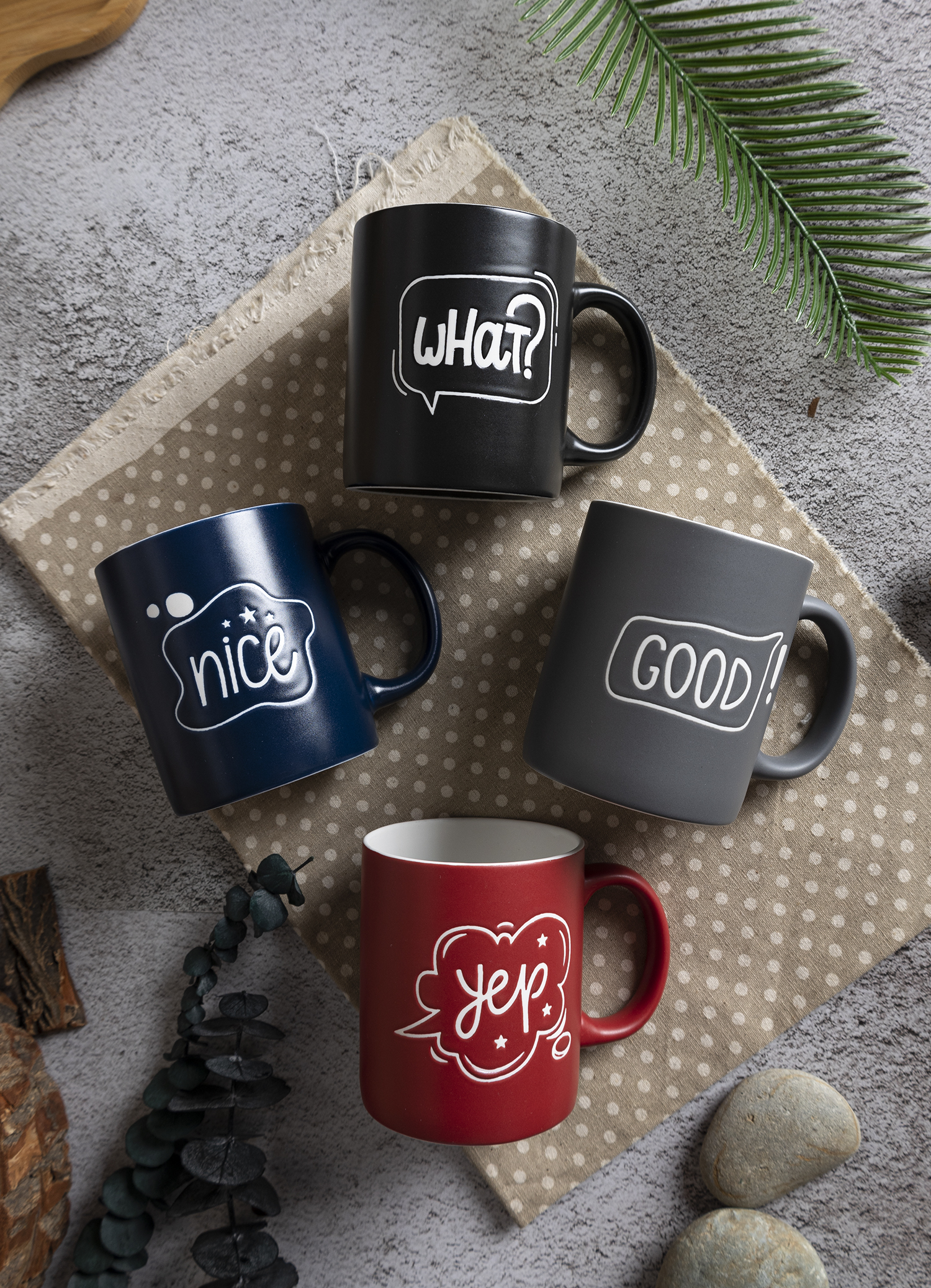 CHANGSHA HAPPY GO  Colorful Graffiti Text New Bone China Mug Set with Matte Finish and Gift Packaging  |happygodinnerware.com