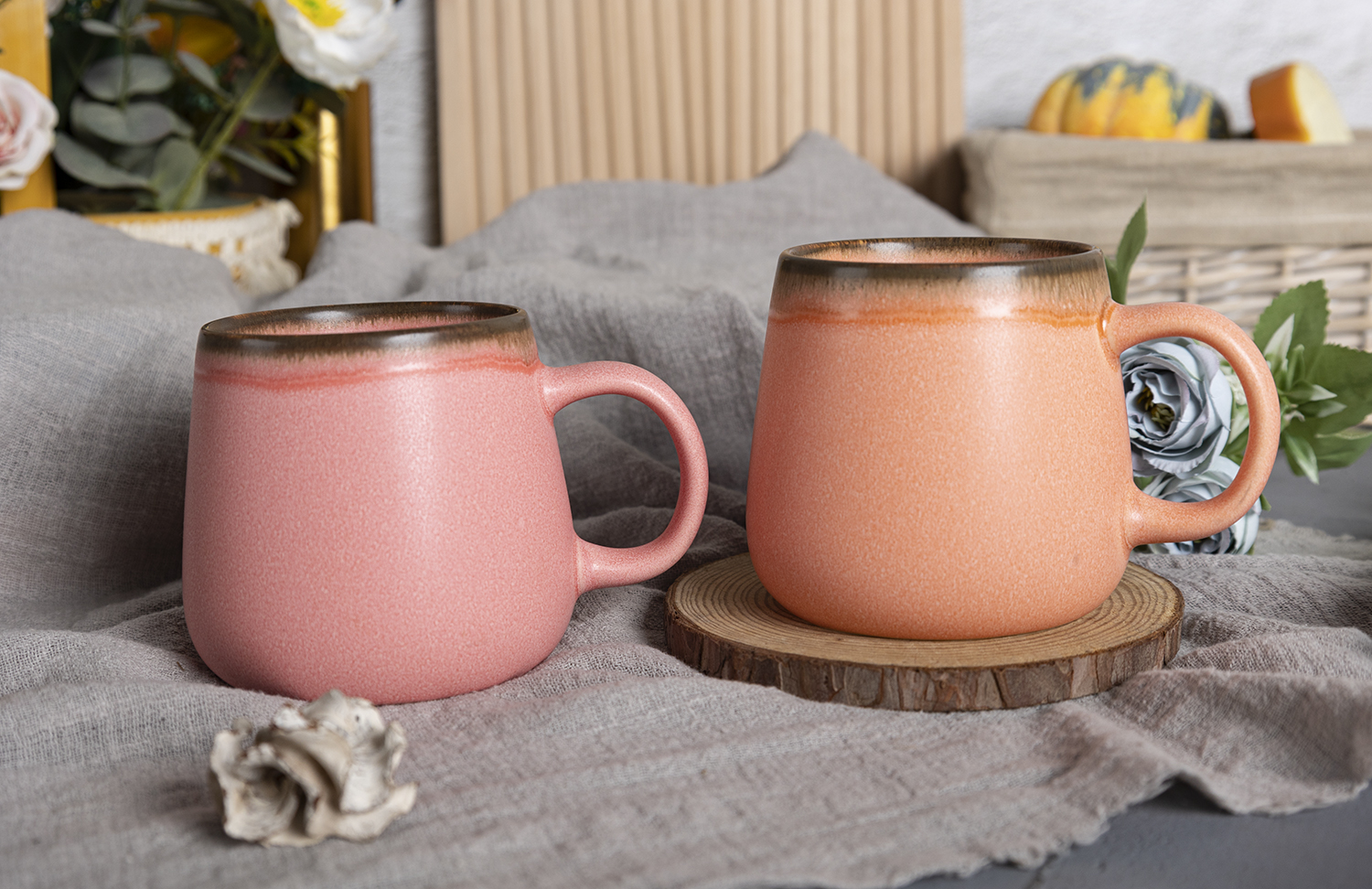 CHANGSHA HAPPY GO  Vintage Matte Reactive Glaze Bone China Mug and Bowl Collection in Pastel Macaron Colors |Dopamine Series Ceramics  |happygodinnerware.com