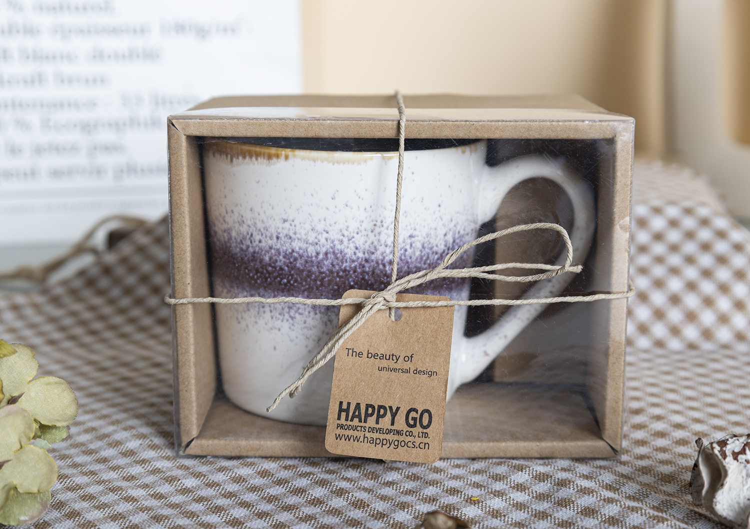 CHANGSHA HAPPY GO  Elegant Gradient Reactive Glaze Bone China Mug Set with Multicolor Stripes and Gold Rim Finish |Dopamine Series Ceramics  |happygodinnerware.com