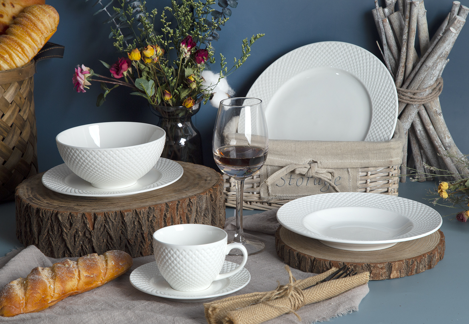CHANGSHA HAPPY GO Diamond-Embossed New Bone China Dinnerware | happygodinnerware.com