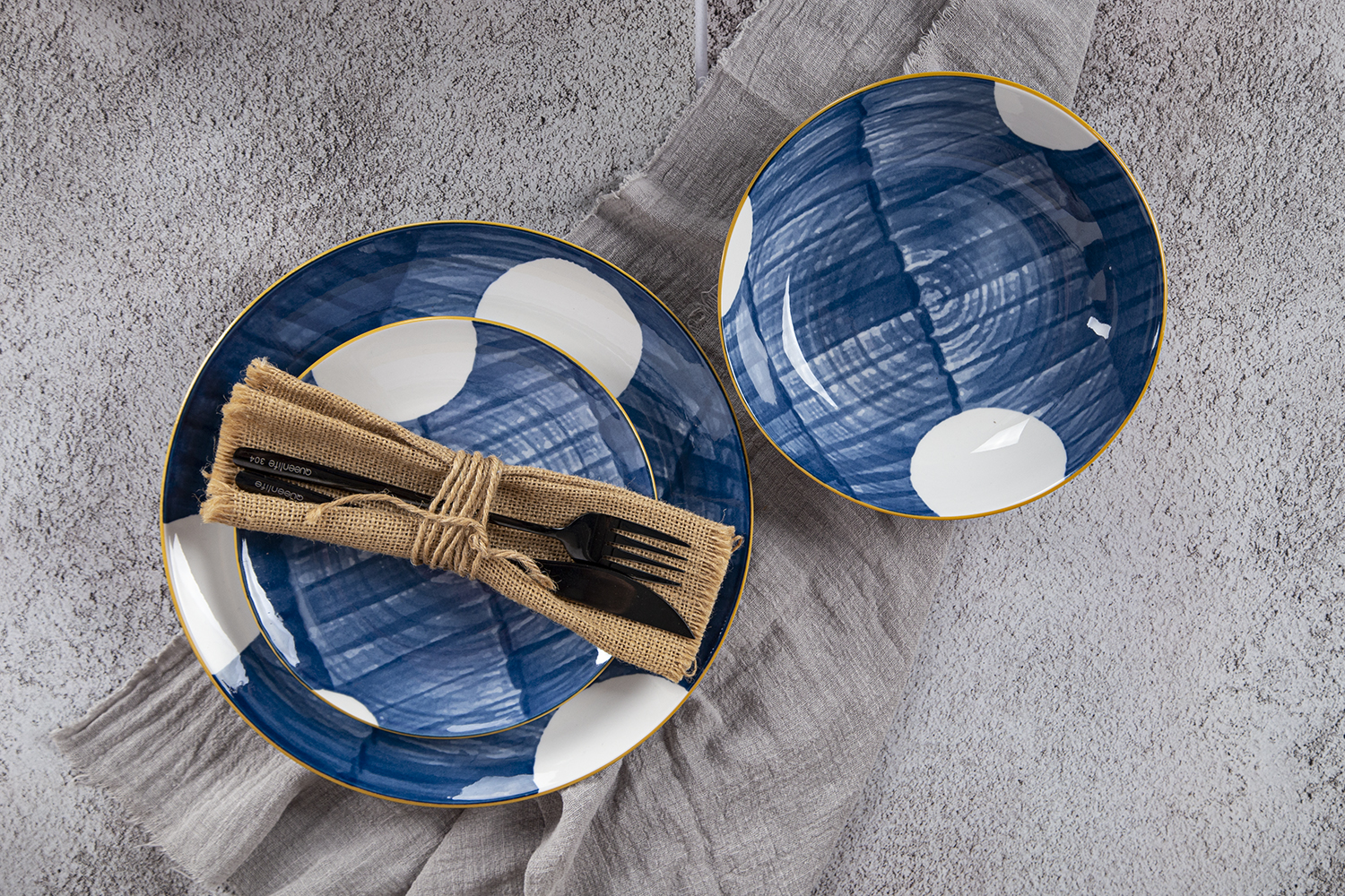 CHANGSHA HAPPY GO Indigo Rhythm – Printed Porcelain Dinnerware Set | happygodinnerware.com