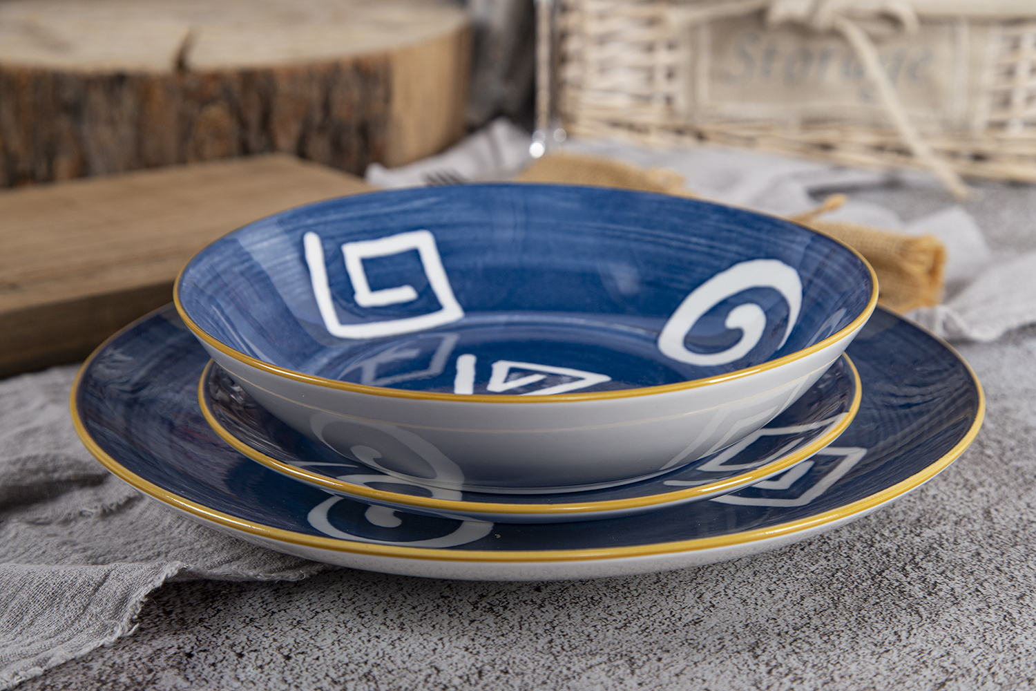 CHANGSHA HAPPY GO Indigo Rhythm – Printed Porcelain Dinnerware Set | happygodinnerware.com