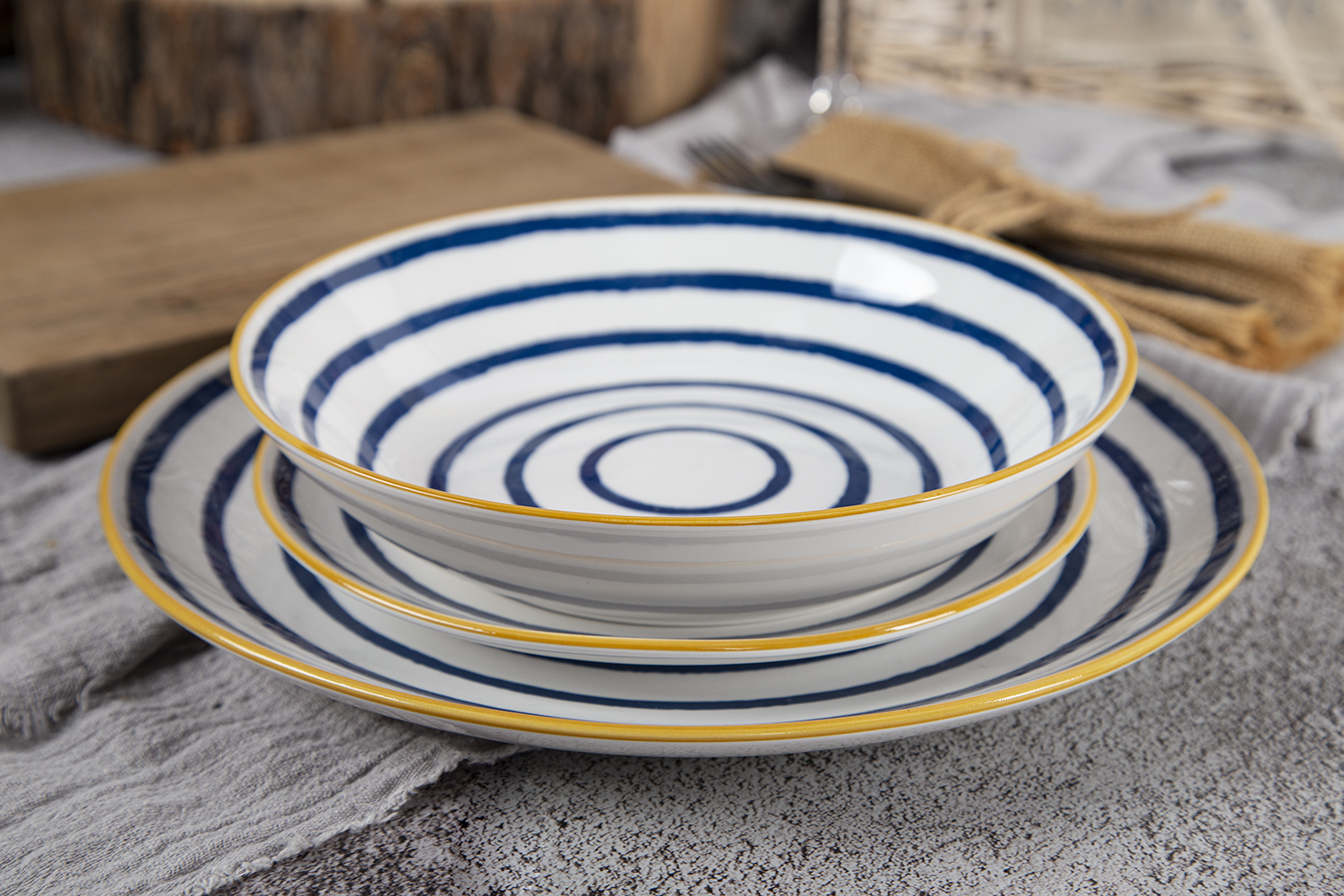 CHANGSHA HAPPY GO Indigo Rhythm – Printed Porcelain Dinnerware Set | happygodinnerware.com