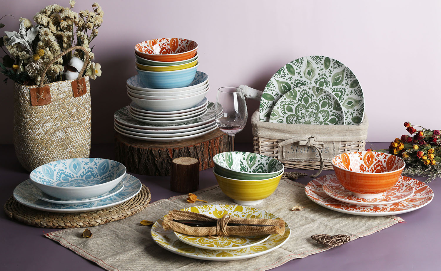 CHANGSHA HAPPY GO White Porcelain Printed Floral Pattern Dinnerware Set |Dopamine Series Ceramics|happygodinnerware.com