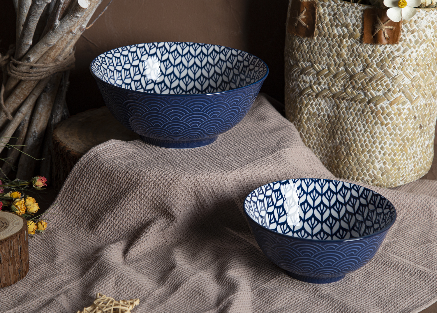 CHANGSHA HAPPY GO Green Ceramic Bowls with Embossed Floral Patterns and Printed Interiors | happygodinnerware.com