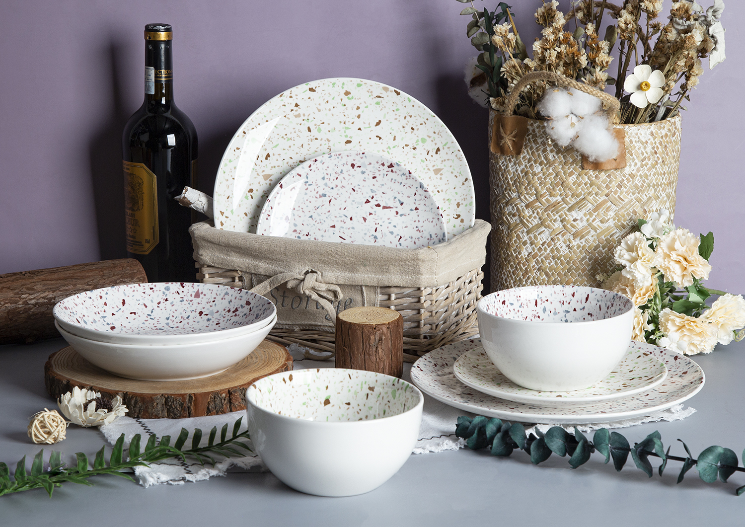 CHANGSHA HAPPY GO Terrazzo Dreams Print White Porcelain |happygodinnerware.com