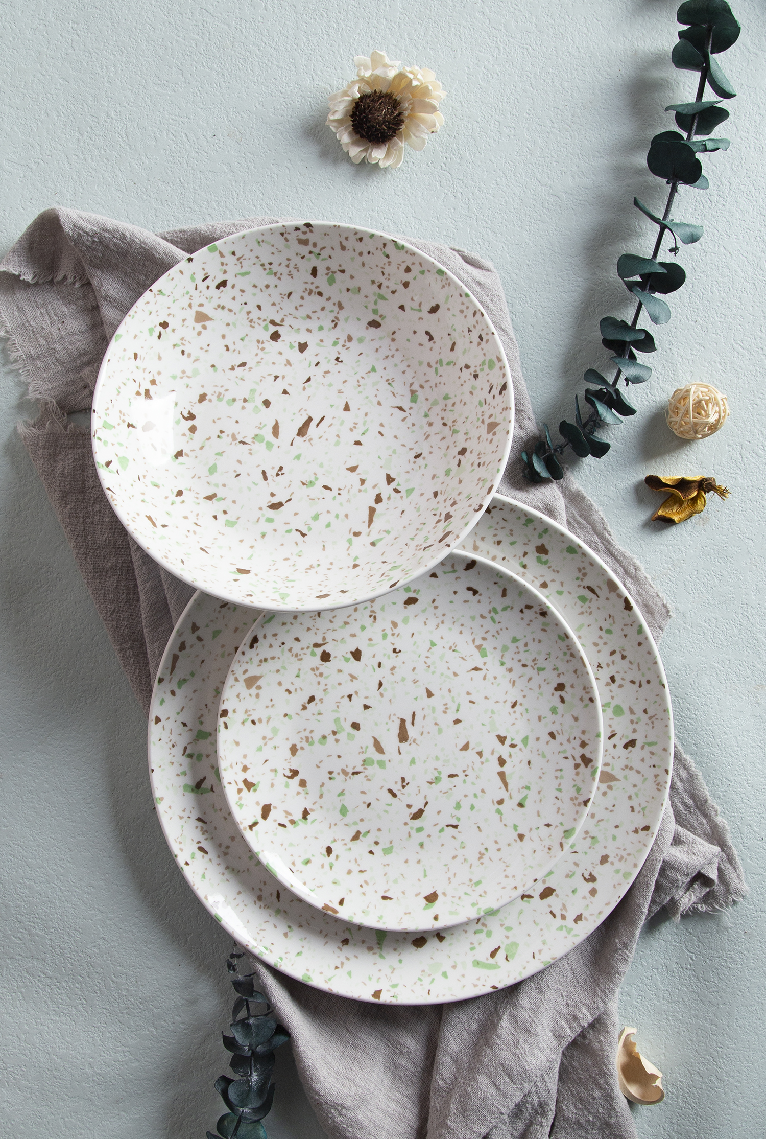 CHANGSHA HAPPY GO Terrazzo Dreams Print White Porcelain |happygodinnerware.com