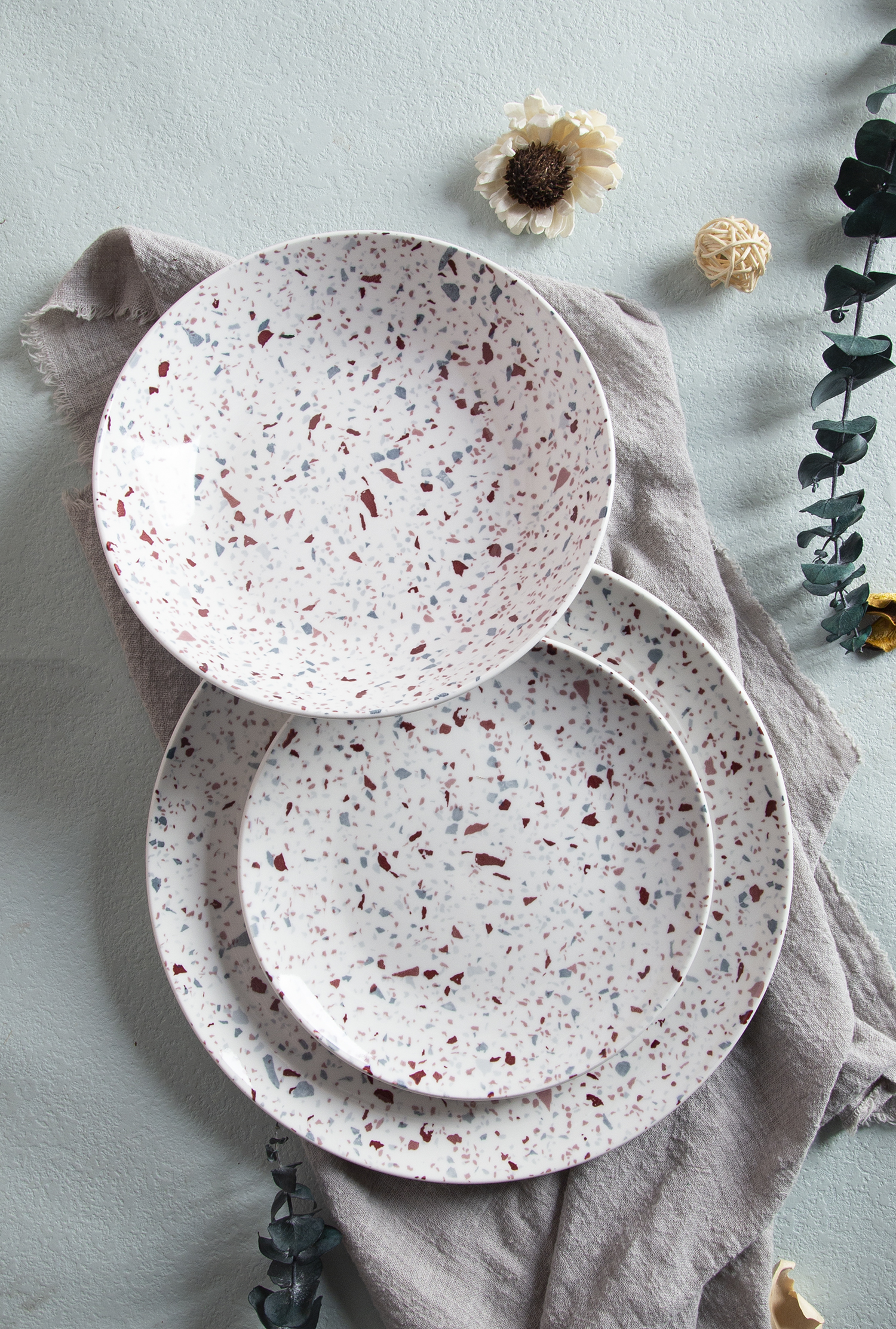 CHANGSHA HAPPY GO Terrazzo Dreams Print White Porcelain |happygodinnerware.com