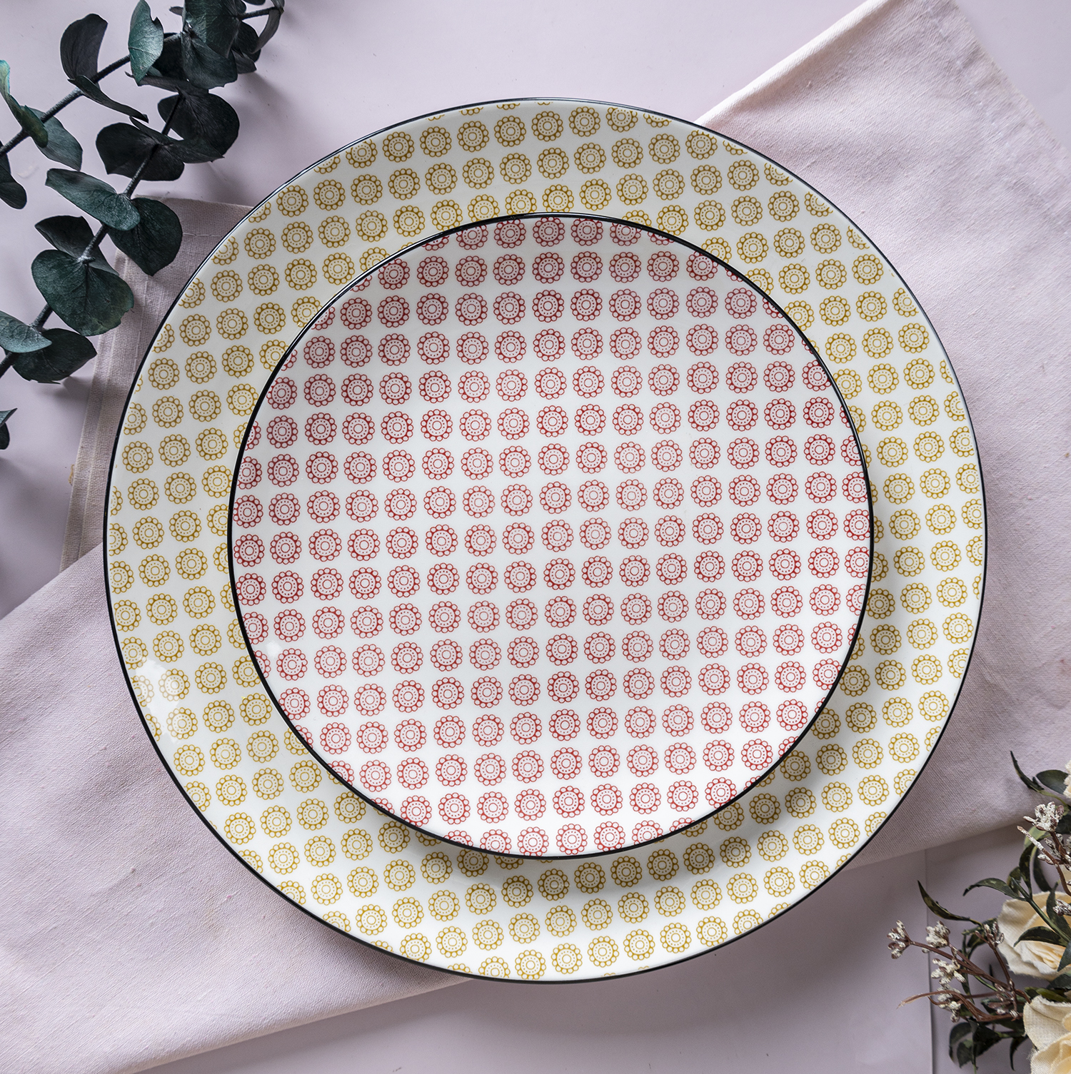 CHANGSHA HAPPY GO  Pastel Colored Porcelain Dinnerware Set with Delicate Striped and Floral Patterns  |happygodinnerware.com