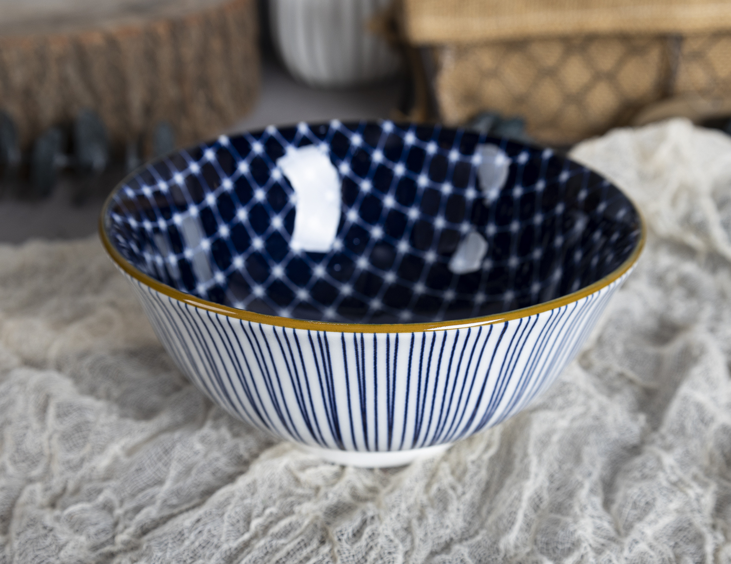 CHANGSHA HAPPY GO  Deep Blue Porcelain Dinnerware Set with Gold Rim and Mixed Traditional Patterns  |happygodinnerware.com