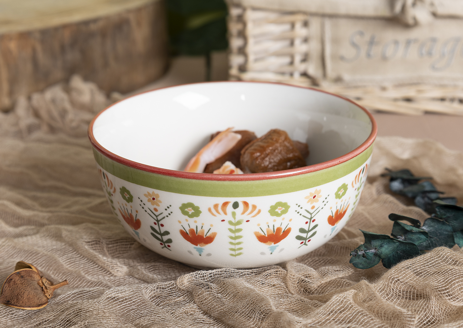 CHANGSHA HAPPY GO White Porcelain Decal Dinnerware Set with Multicolor Folk Art Floral Patterns and Vibrant Inner Glaze |happygodinnerware.com