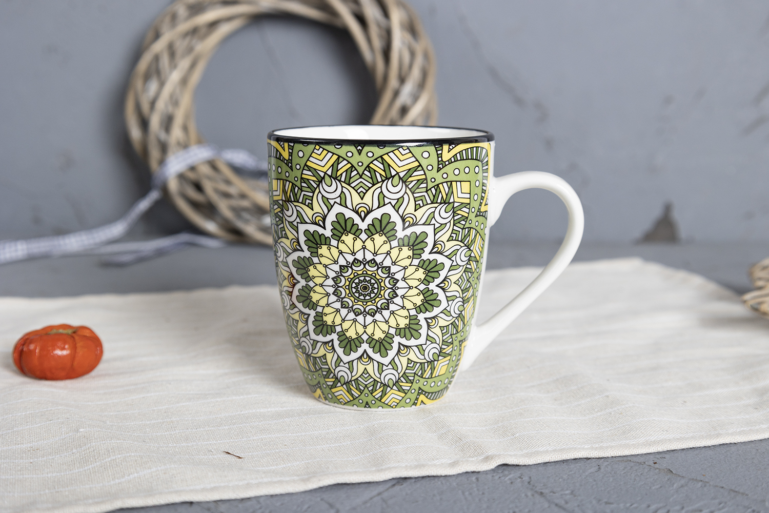 CHANGSHA HAPPY GO Colorful Porcelain Dinnerware Set with Mandala-Inspired Decal Patterns and Bold Contrasting Colors |happygodinnerware.com