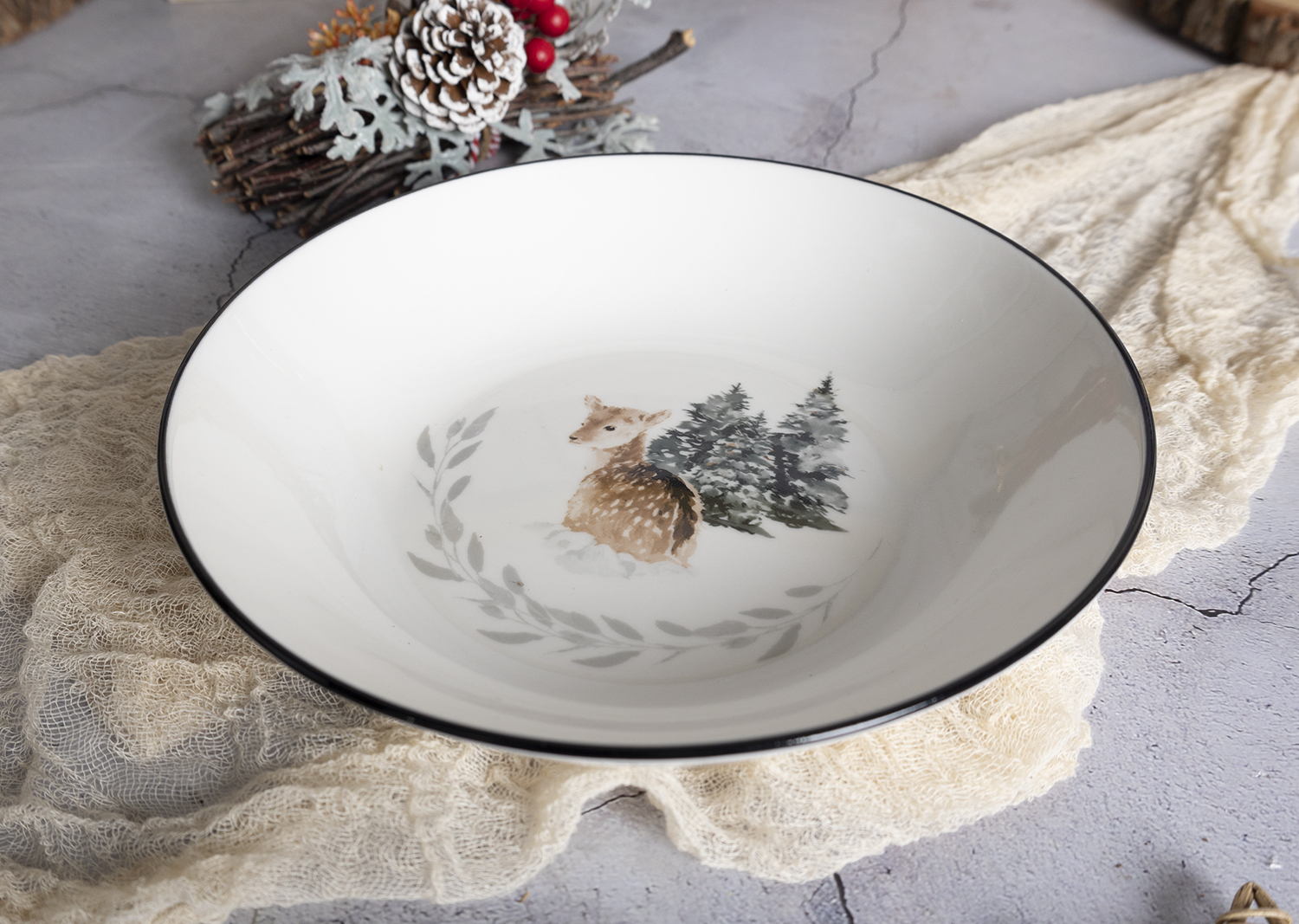CHANGSHA HAPPY GO Classic Black and White Reactive Glaze Porcelain Dinnerware Set – Modern Striped Texture Ribbed Embossed Design |happygodinnerware.com