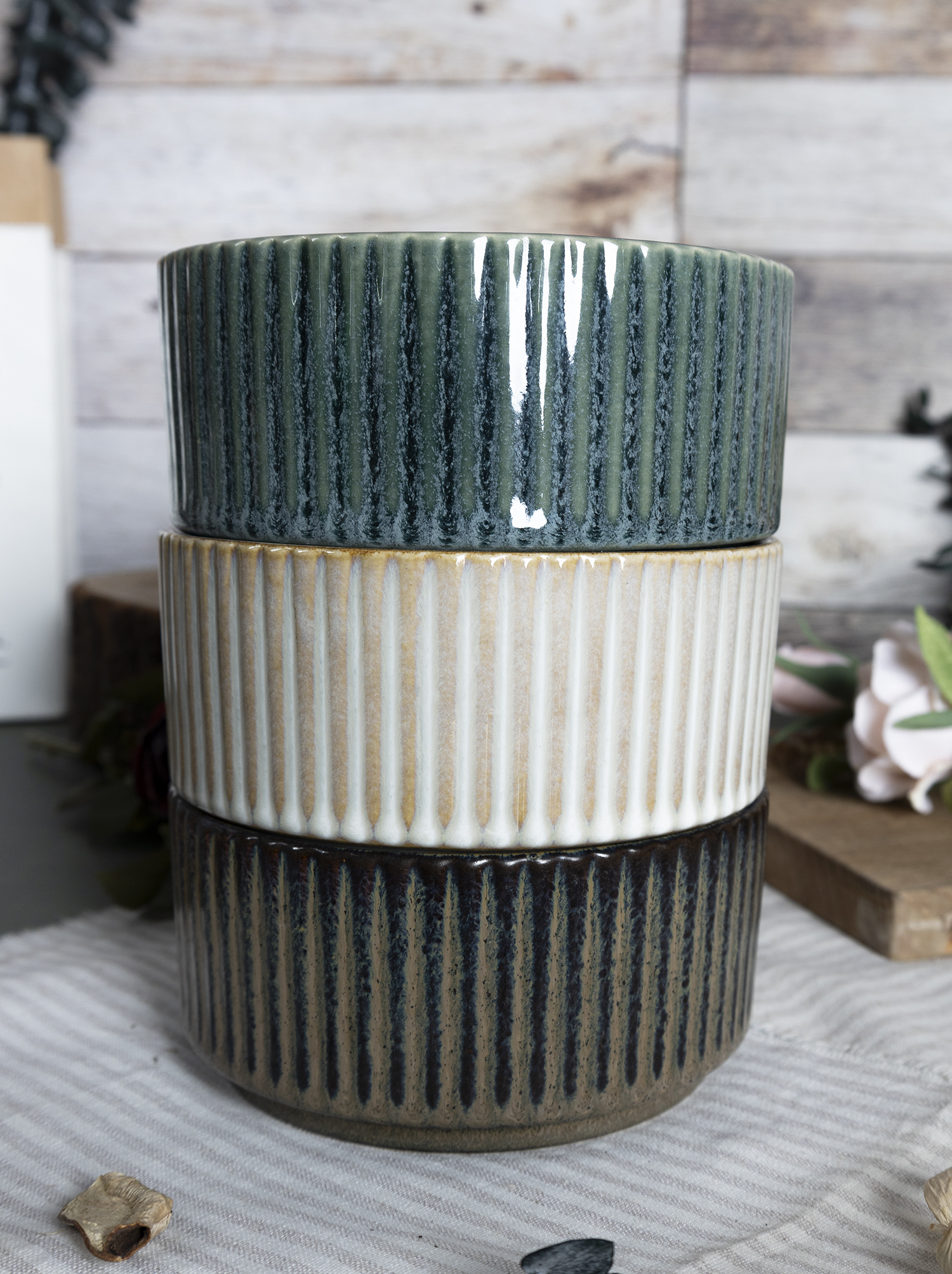 CHANGSHA HAPPY GO  Vintage Matte Embossed Striped Stoneware Mug and Tea Cup Set with Minimalist Design  |happygodinnerware.com