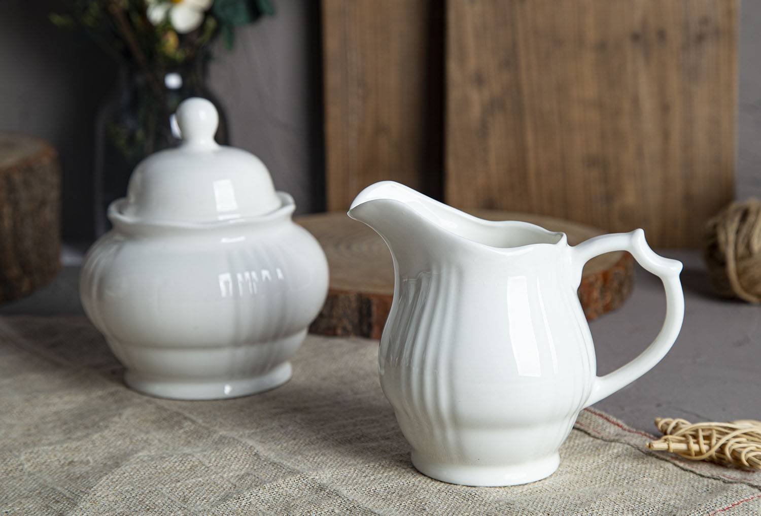 CHANGSHA HAPPY GO Vertical Striped Embossed New Bone China Collection | happygodinnerware.com