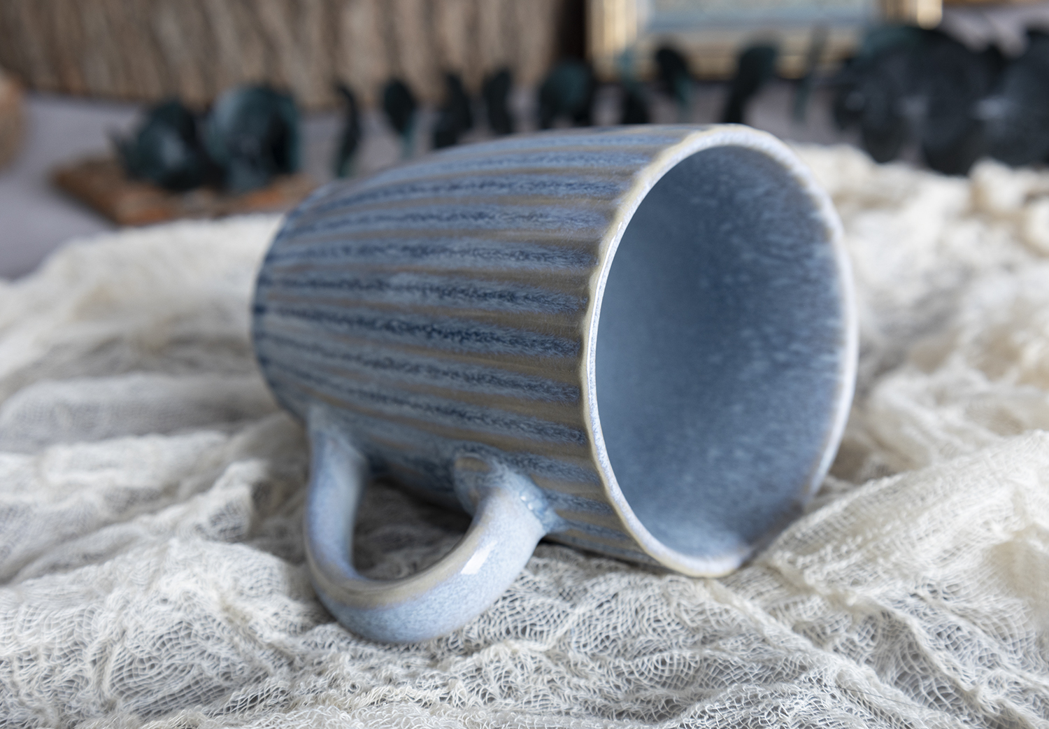 CHANGSHA HAPPY GO  Handcrafted Style Thick Embossed Reactive Glaze Stoneware Mug and Tea Set for Rustic Dining  |happygodinnerware.com