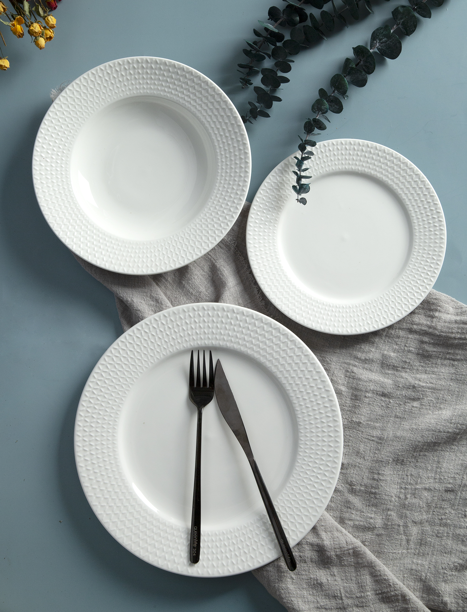 CHANGSHA HAPPY GO New Bone China Rice Grain Embossed Dinnerware | happygodinnerware.com