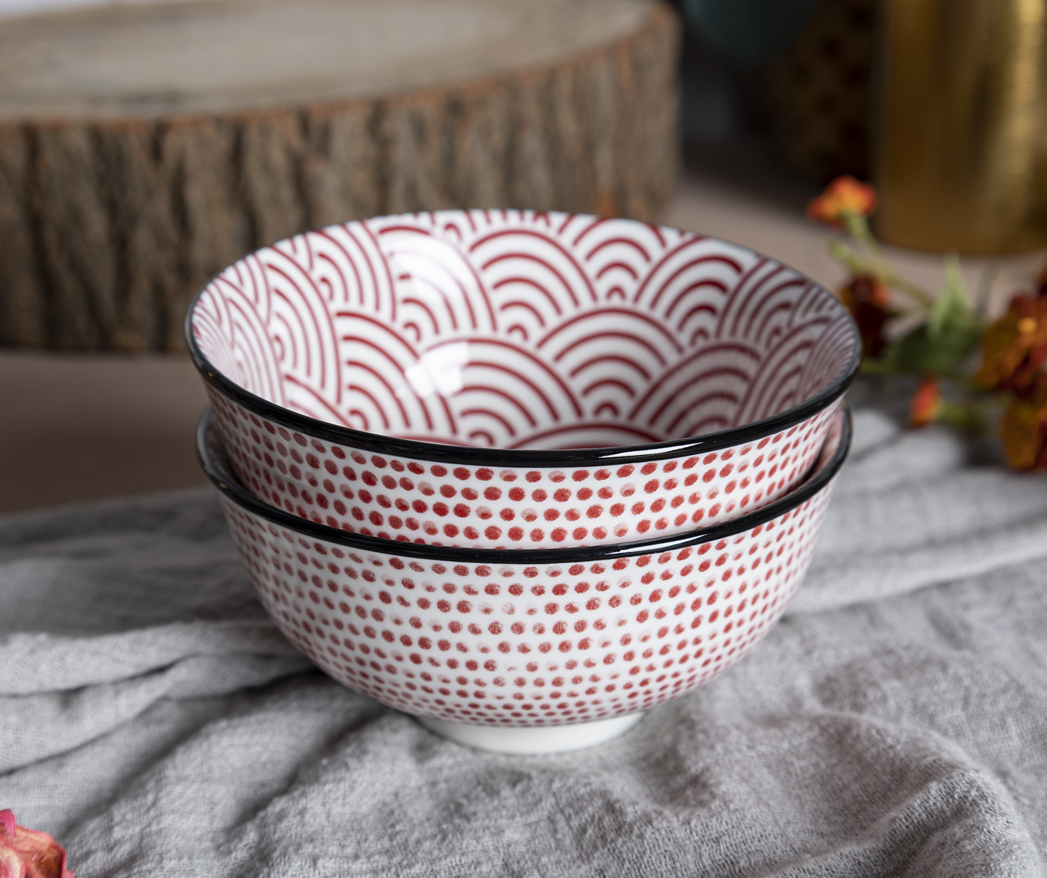 CHANGSHA HAPPY GO  Nordic Style Colorful Geometric Patterned Porcelain Bowl Set with Mixed Designs   |happygodinnerware.com
