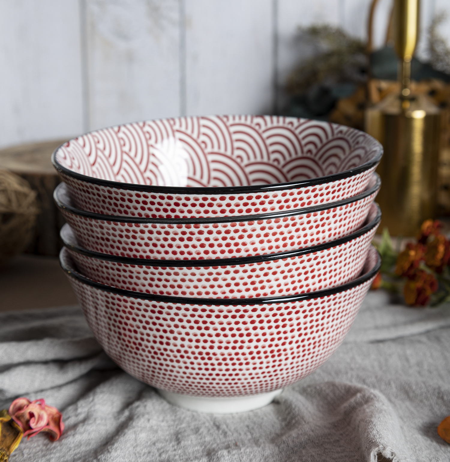CHANGSHA HAPPY GO  Nordic Style Colorful Geometric Patterned Porcelain Bowl Set with Mixed Designs   |happygodinnerware.com