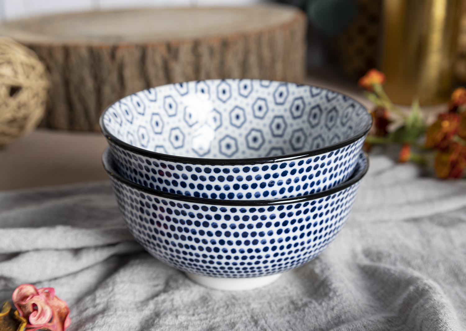 CHANGSHA HAPPY GO  Nordic Style Colorful Geometric Patterned Porcelain Bowl Set with Mixed Designs   |happygodinnerware.com