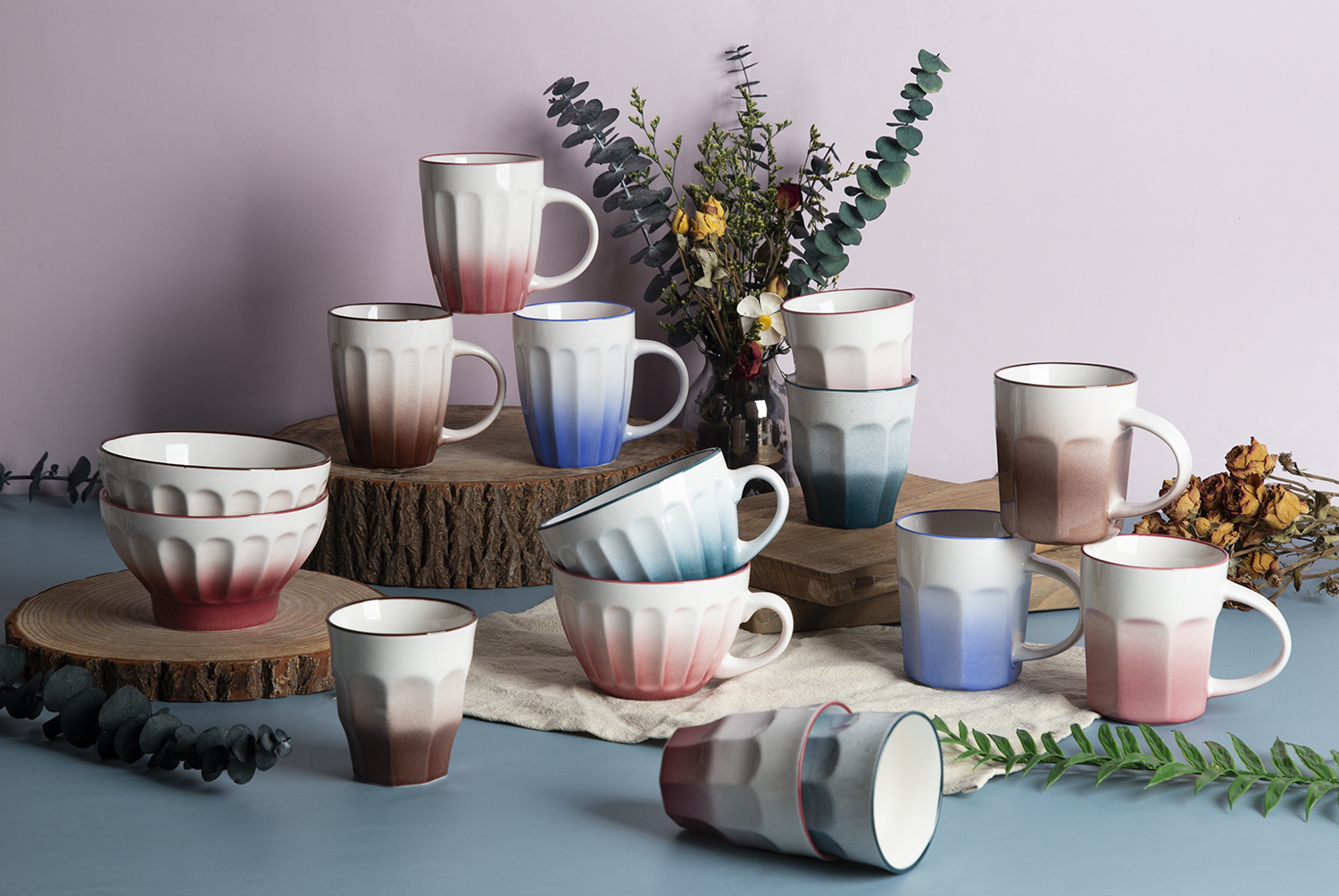 CHANGSHA HAPPY GO Gourd-Shaped Embossed Design New Bone China Mugs and Bowls |happygodinnerware.com