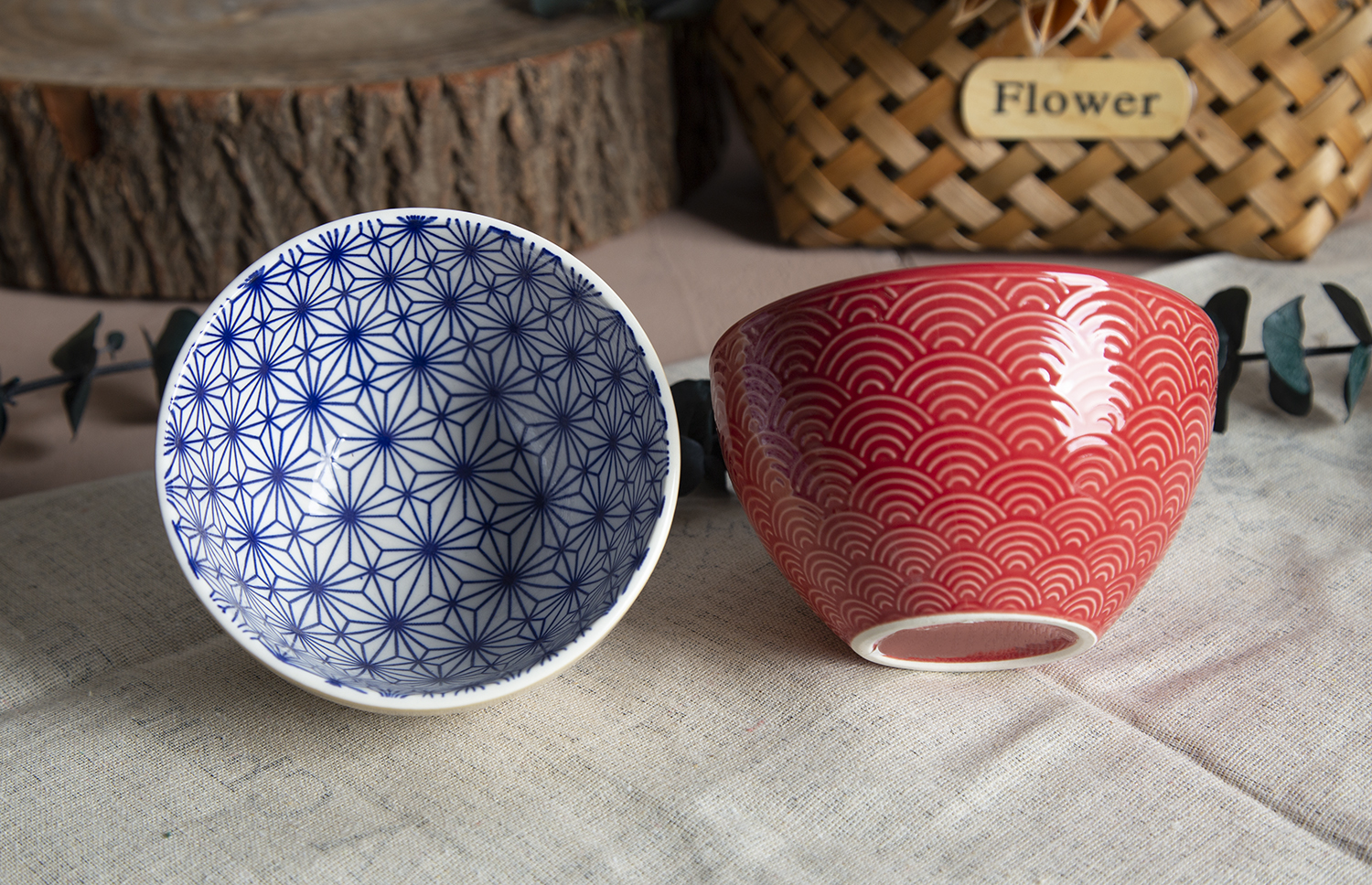 CHANGSHA HAPPY GO Wave Pattern Embossed Stoneware Bowls with Color Glaze and Floral Print | happygodinnerware.com