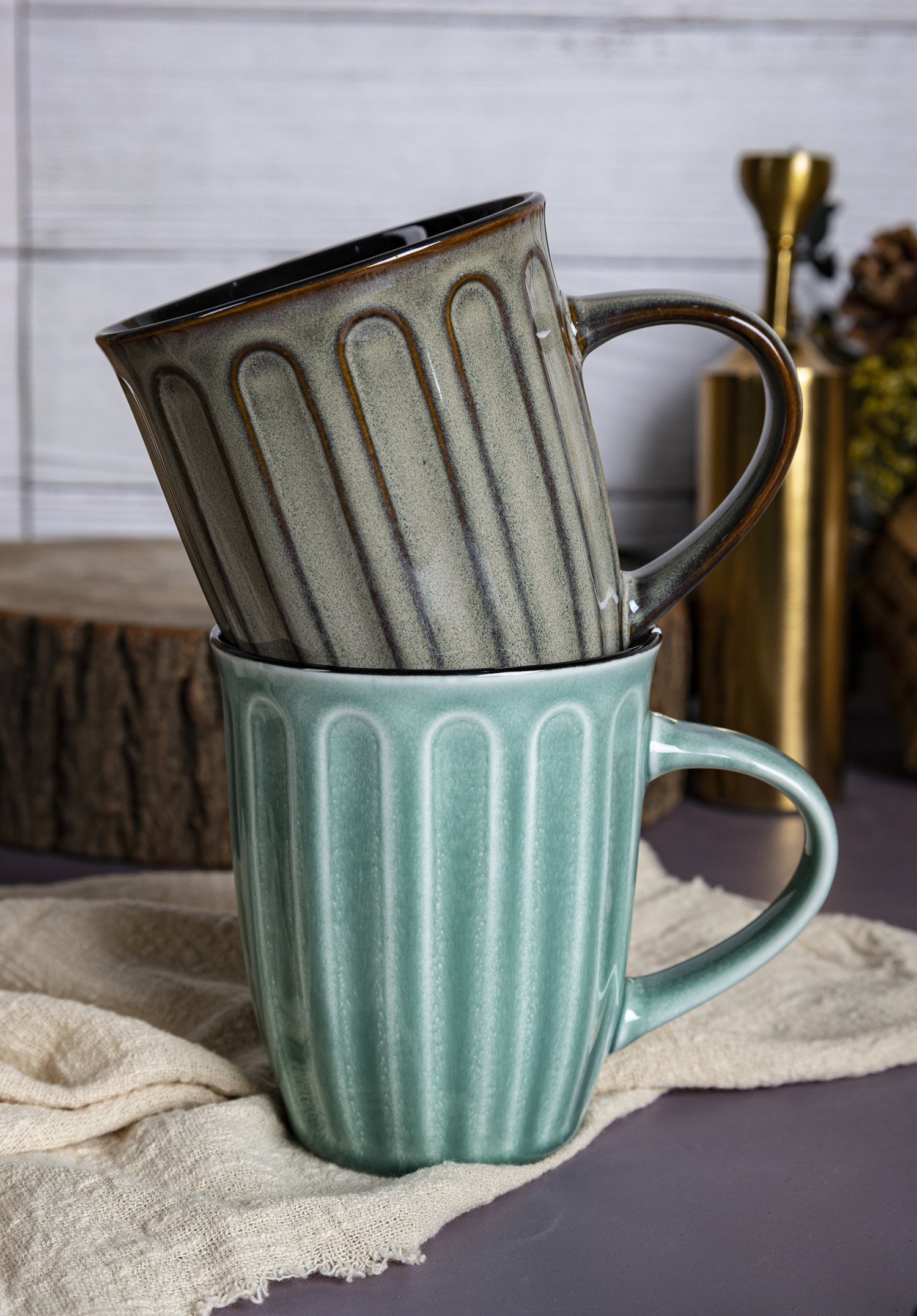 CHANGSHA HAPPY GO  Geometric Embossed Fine Bone China Mug with Matte Reactive Glaze for Contemporary Drinkware Collections |Dopamine Series Ceramics  |happygodinnerware.com