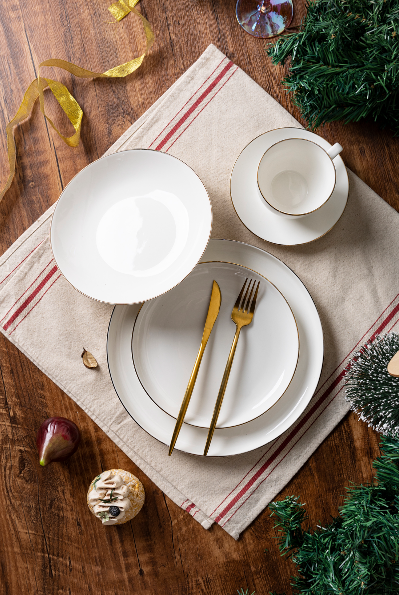 CHANGSHA HAPPY GO Modern Minimalist Gold-Rimmed Tableware Set for Formal and Everyday Dining – Elegant Porcelain from Changsha Happy Go Ceramic |happygodinnerware.com