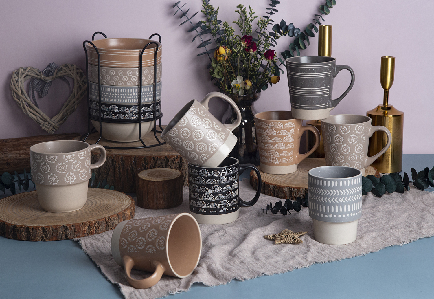 CHANGSHA HAPPY GO Ceramic Mugs with Silk Screen Printing and Makeup Clay, Stoneware | happygodinnerware.com