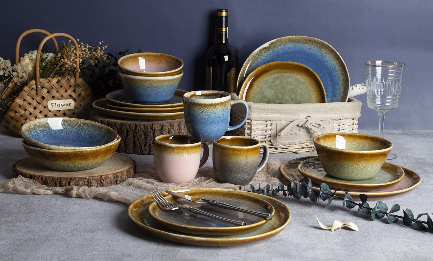 CHANGSHA HAPPY GO Four-Color Reactive Glaze Stoneware Collection |happygodinnerware.com