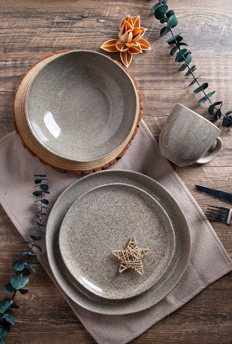 CHANGSHA HAPPY GO  Glacier Blue Reactive Glaze Stoneware Dinner Set with Delicate Frosted Texture  |happygodinnerware.com