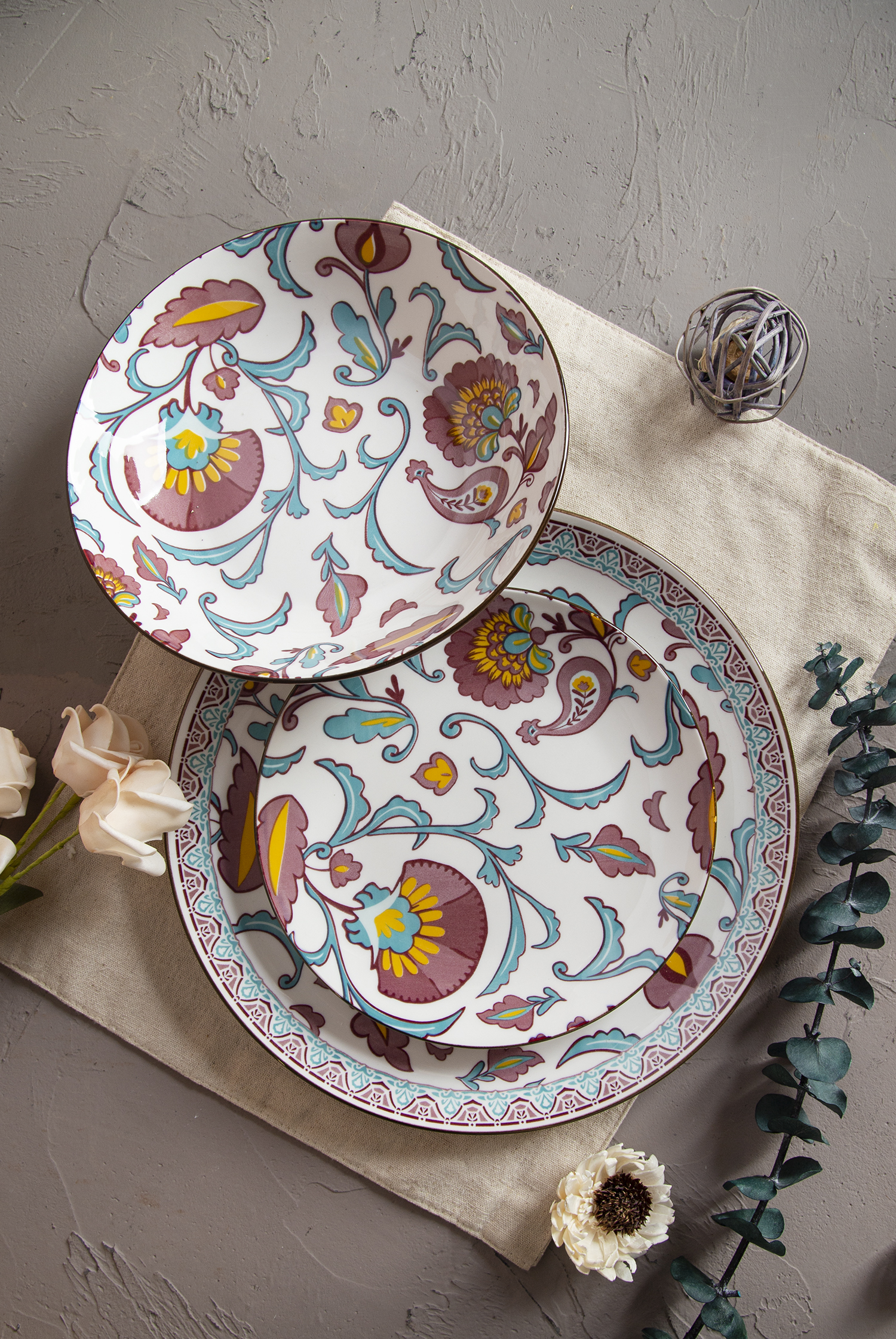 CHANGSHA HAPPY GO Paisley Whispers Decal White Porcelain |happygodinnerware.com