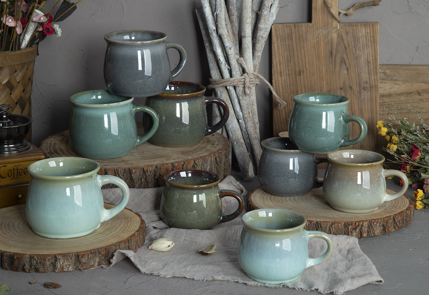 CHANGSHA HAPPY GO Irregular Shape Reactive Glaze Stoneware with Embossed Design |happygodinnerware.com