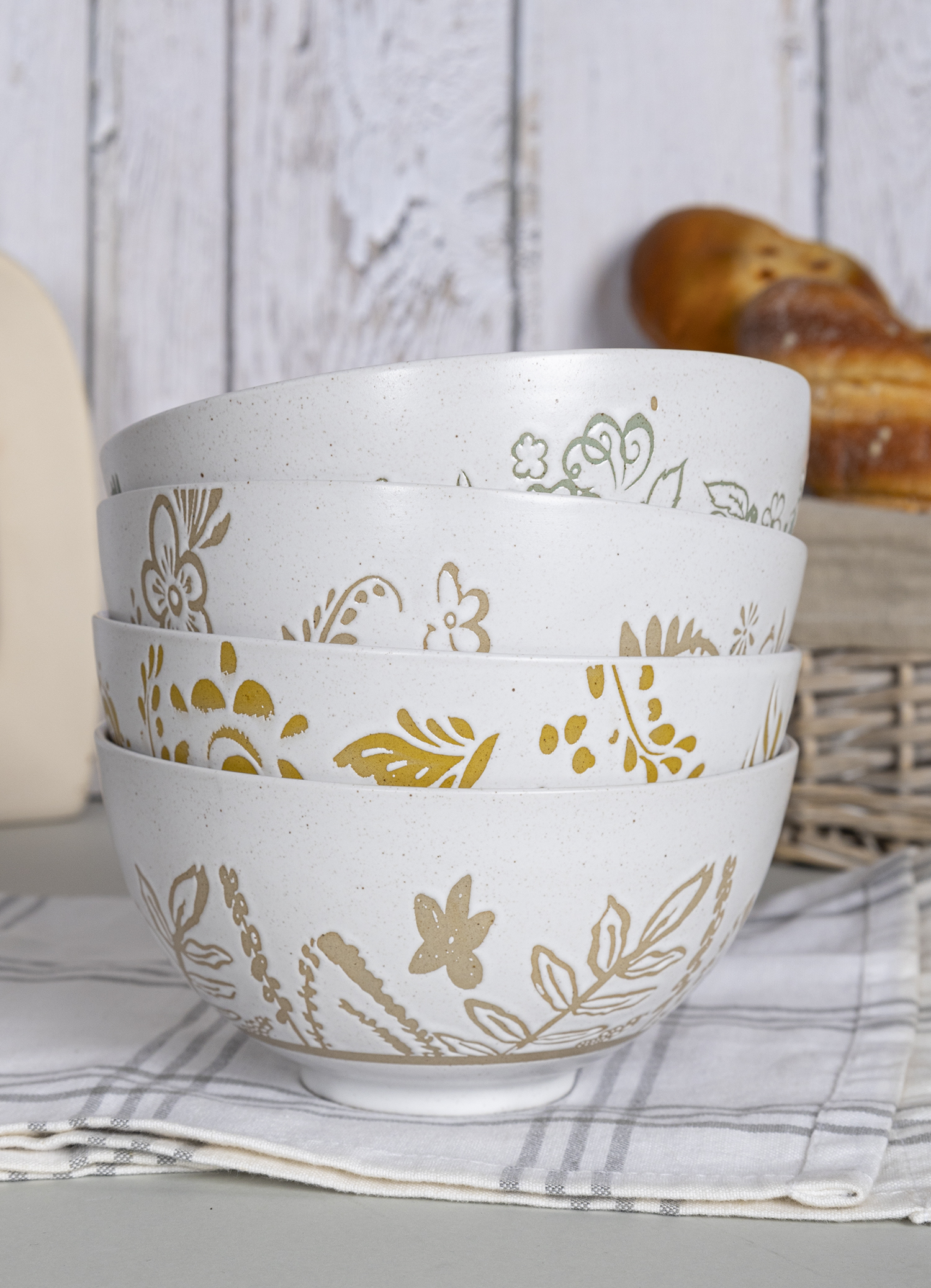 CHANGSHA HAPPY GO Colorful Geometric Patterned Stoneware Rice Bowl Set with Modern Hand-Painted Decal Designs |happygodinnerware.com