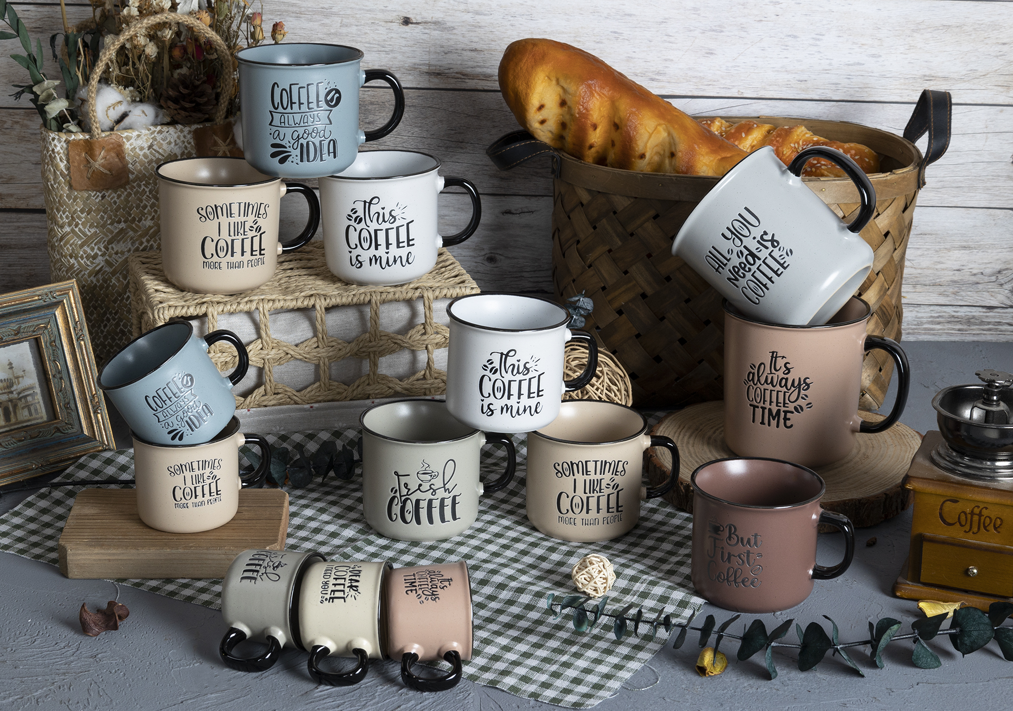 CHANGSHA HAPPY GO Color Glazed Stoneware Coffee Mugs with Screen Printing | happygodinnerware.com