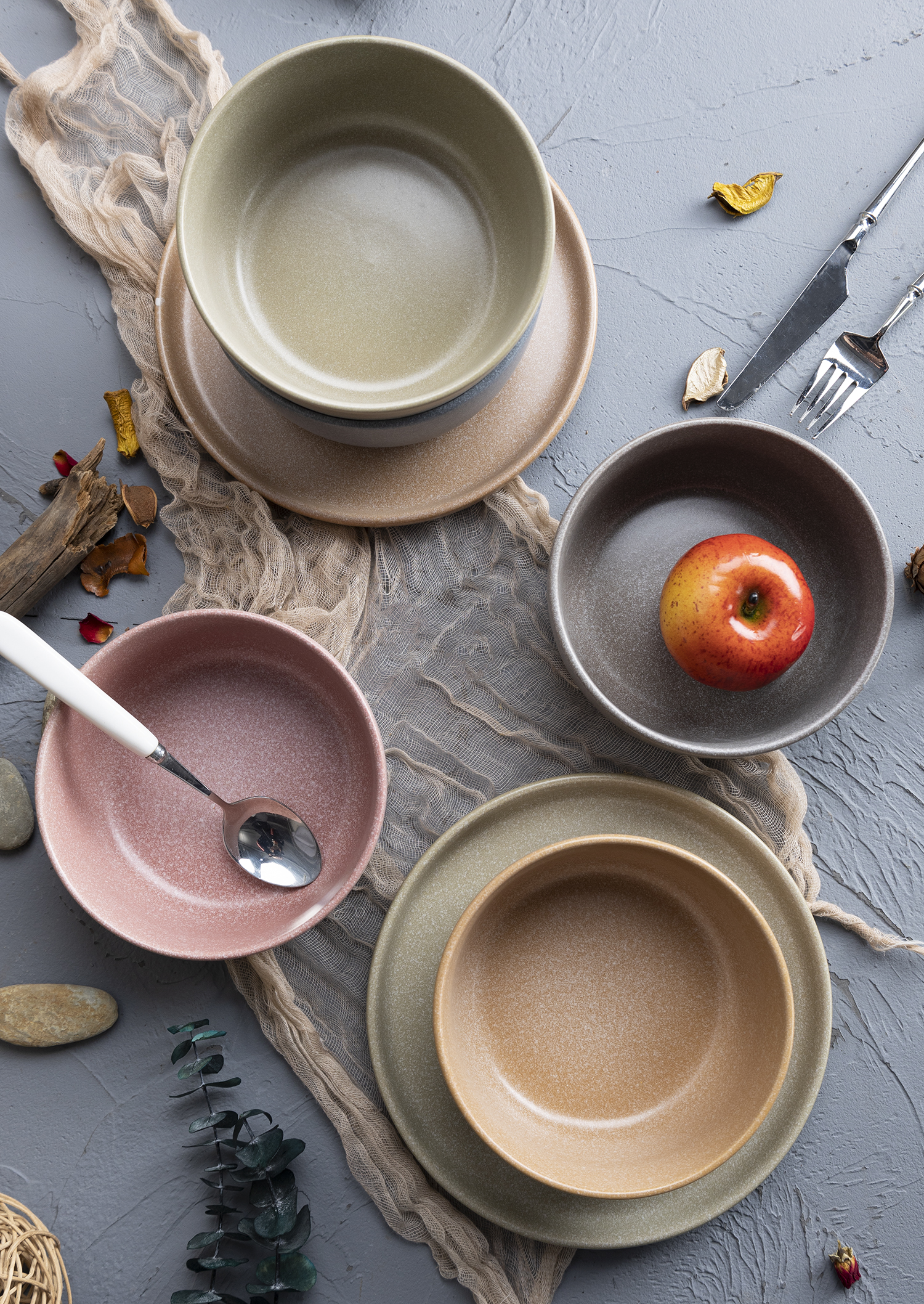 CHANGSHA HAPPY GO Autumn Harvest Matte Reactive Glaze Stoneware Collection | Cozy Fall–Winter Hues |Dopamine Series Ceramics|happygodinnerware.com