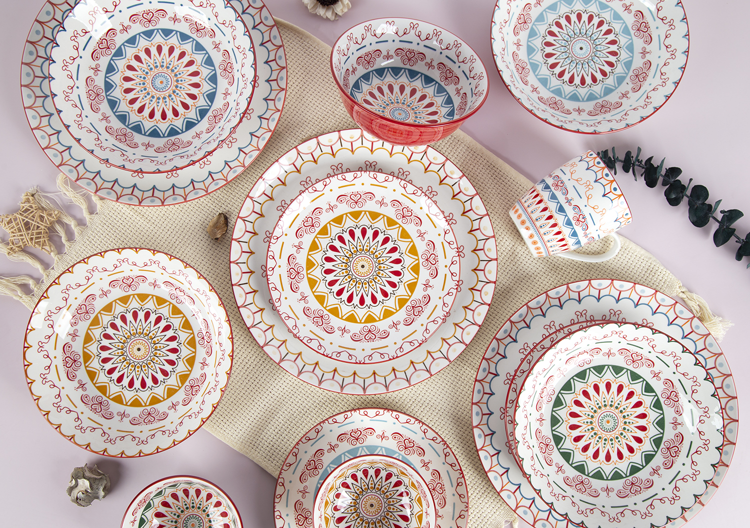 CHANGSHA HAPPY GO Nomad Lines – Printed White Porcelain Dinnerware Set | happygodinnerware.com