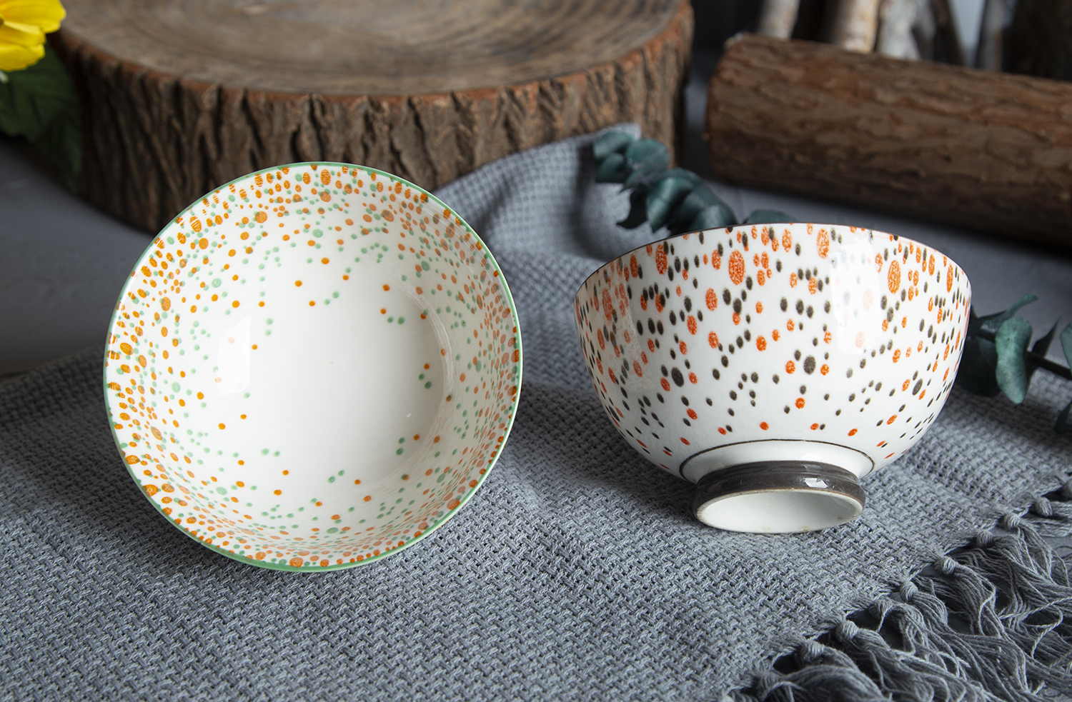CHANGSHA HAPPY GO Dotted Print Stoneware Bowls with Colorful Glaze | happygodinnerware.com