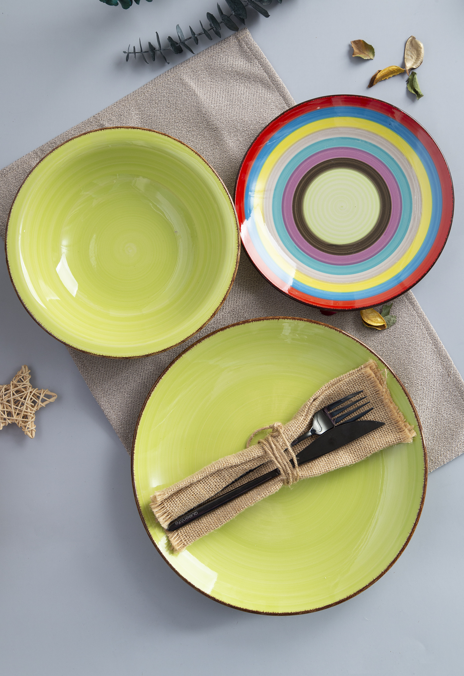 CHANGSHA HAPPY GO Hand-painted Stoneware Dinnerware with Bright Rainbow Design |happygodinnerware.com