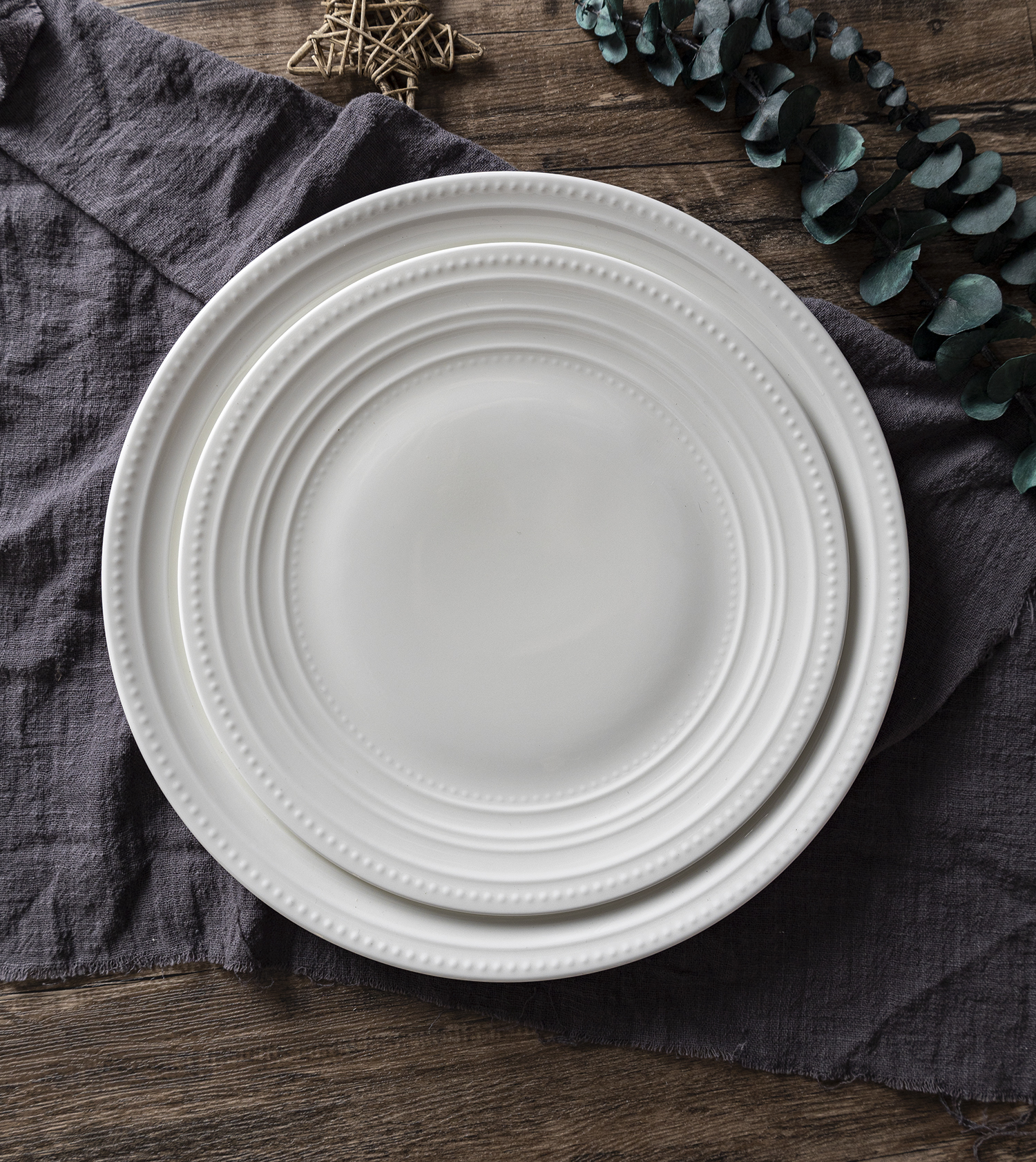 CHANGSHA HAPPY GO Elegant Fine Bone China Dinnerware Set with Collar-Style Embossed Rim for Contemporary Dining  |happygodinnerware.com
