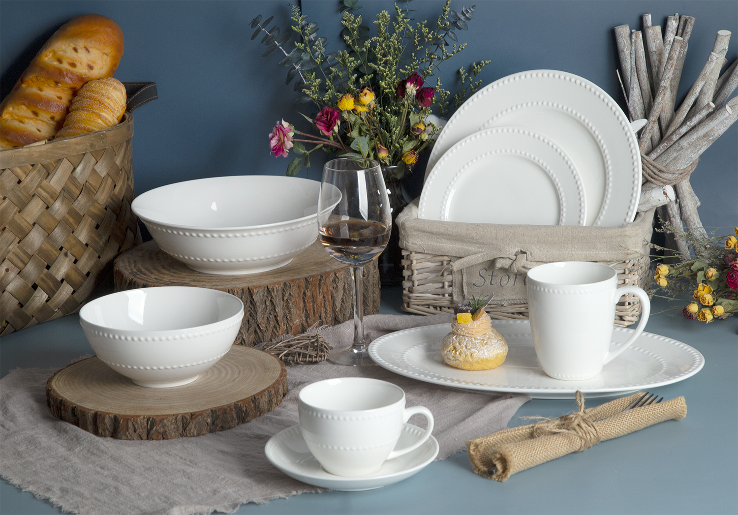 CHANGSHA HAPPY GO Double Bead Embossed New Bone China Dinnerware | happygodinnerware.com