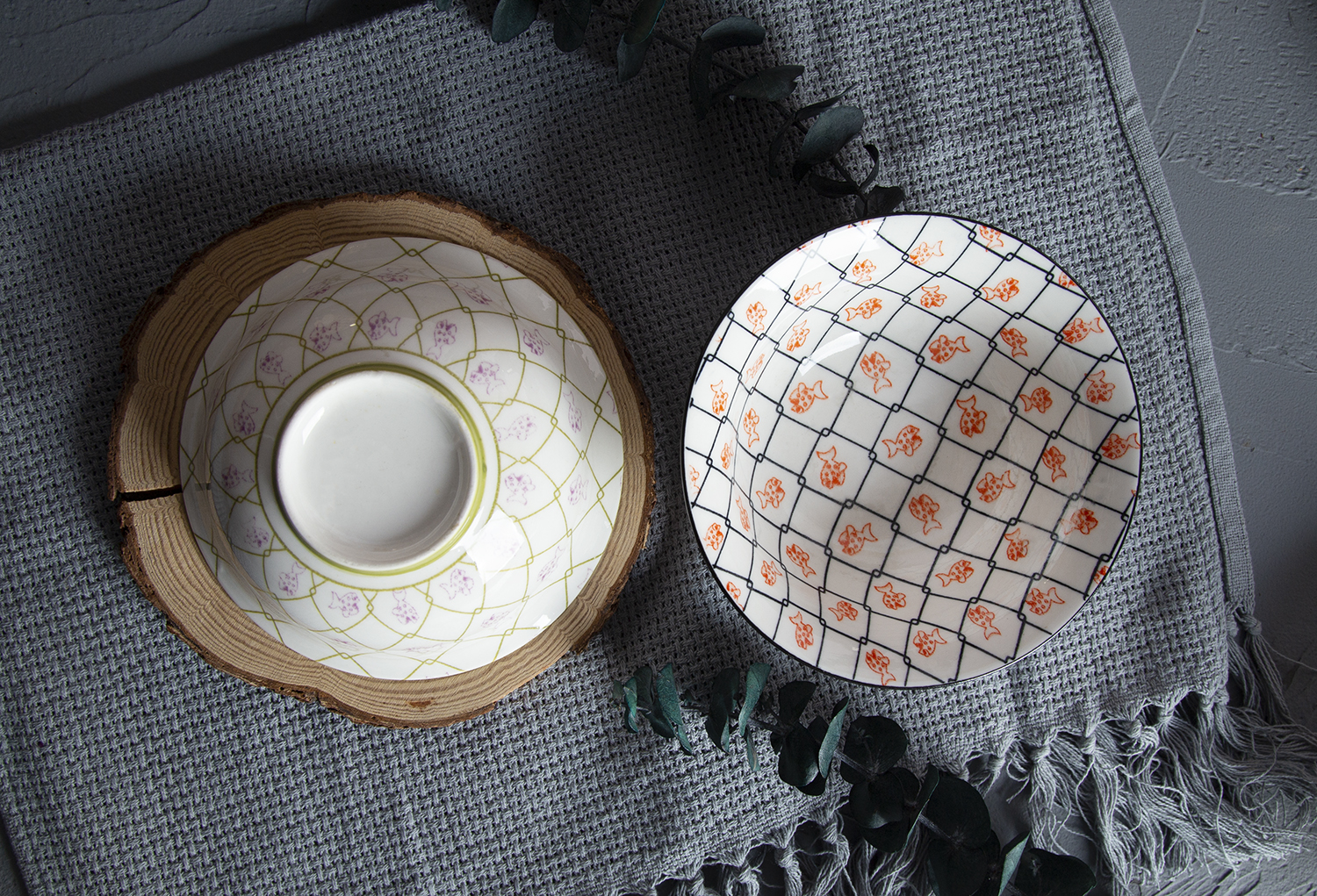CHANGSHA HAPPY GO Grid Patterned Stoneware Bowls with Color Glaze | happygodinnerware.com