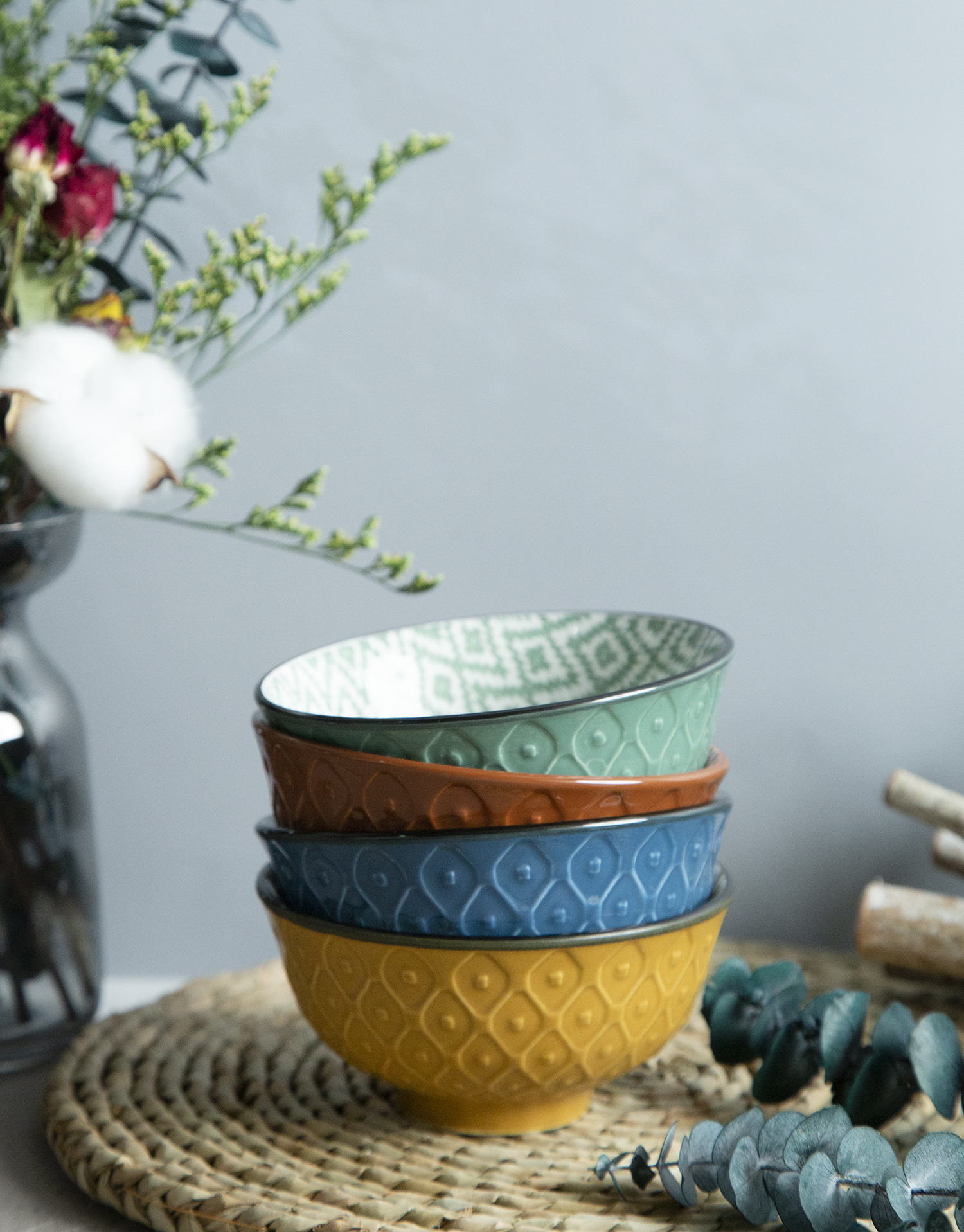 CHANGSHA HAPPY GO Ceramic Pineapple Embossed Bowls in Colorful Glazes | happygodinnerware.com