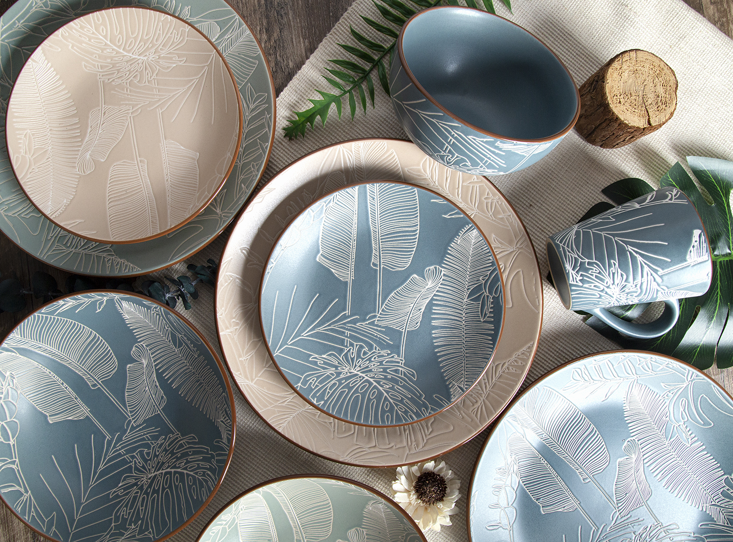 CHANGSHA HAPPY GO TROPICAL CANOPY Underglaze Screen-Print Stoneware Collection |happygodinnerware.com