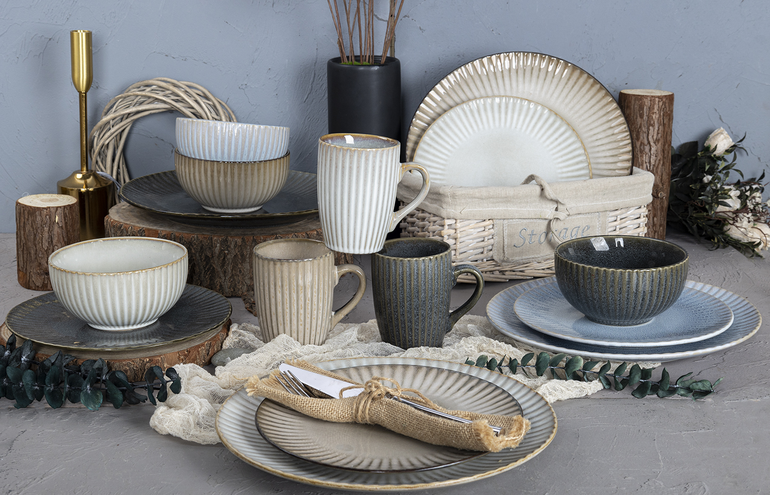 CHANGSHA HAPPY GO  Handcrafted Style Thick Embossed Reactive Glaze Stoneware Mug and Tea Set for Rustic Dining  |happygodinnerware.com