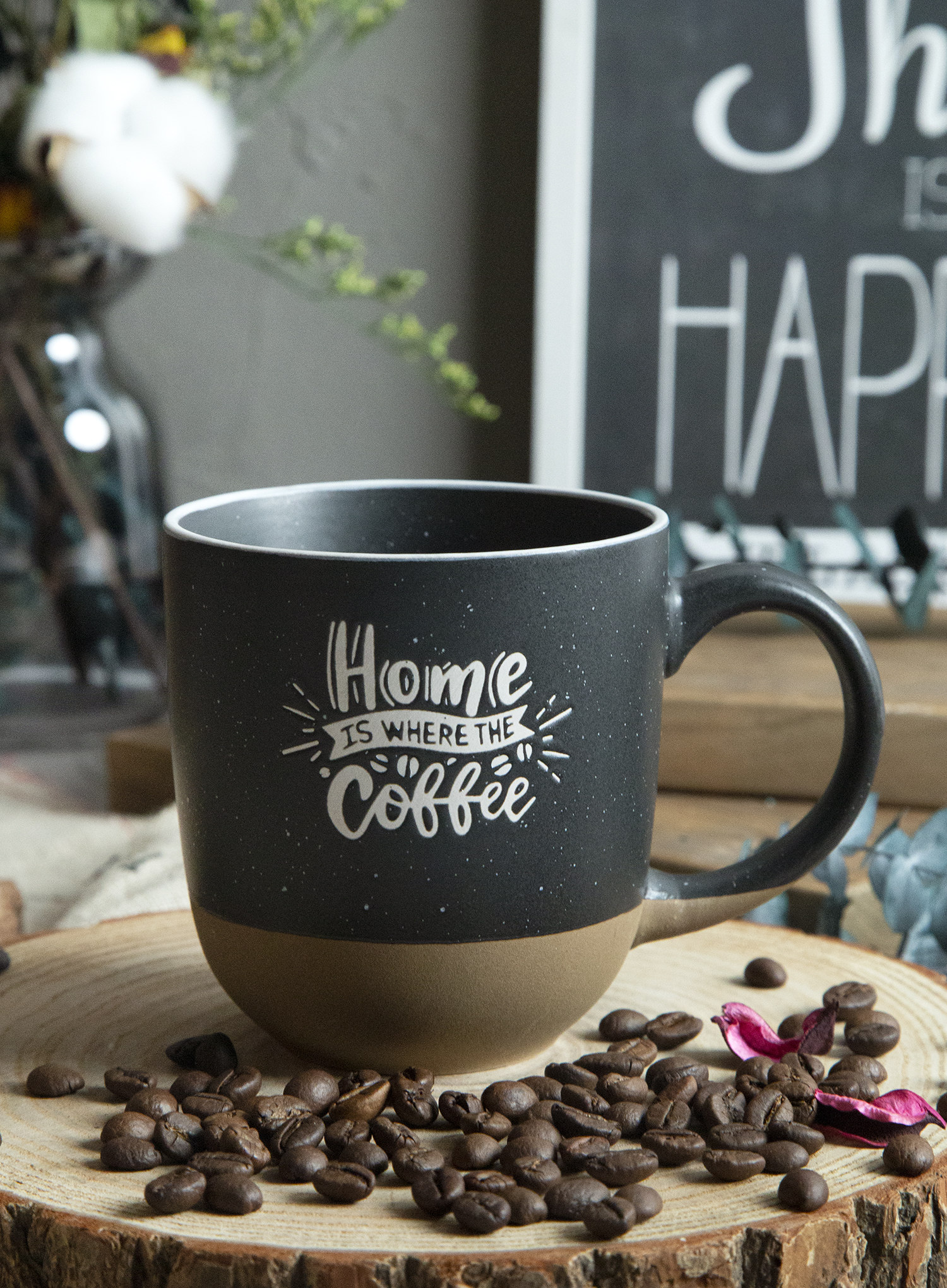 CHANGSHA HAPPY GO Coffee Lover Stoneware Mugs with Half-Cut Cosmetic Clay Design | happygodinnerware.com