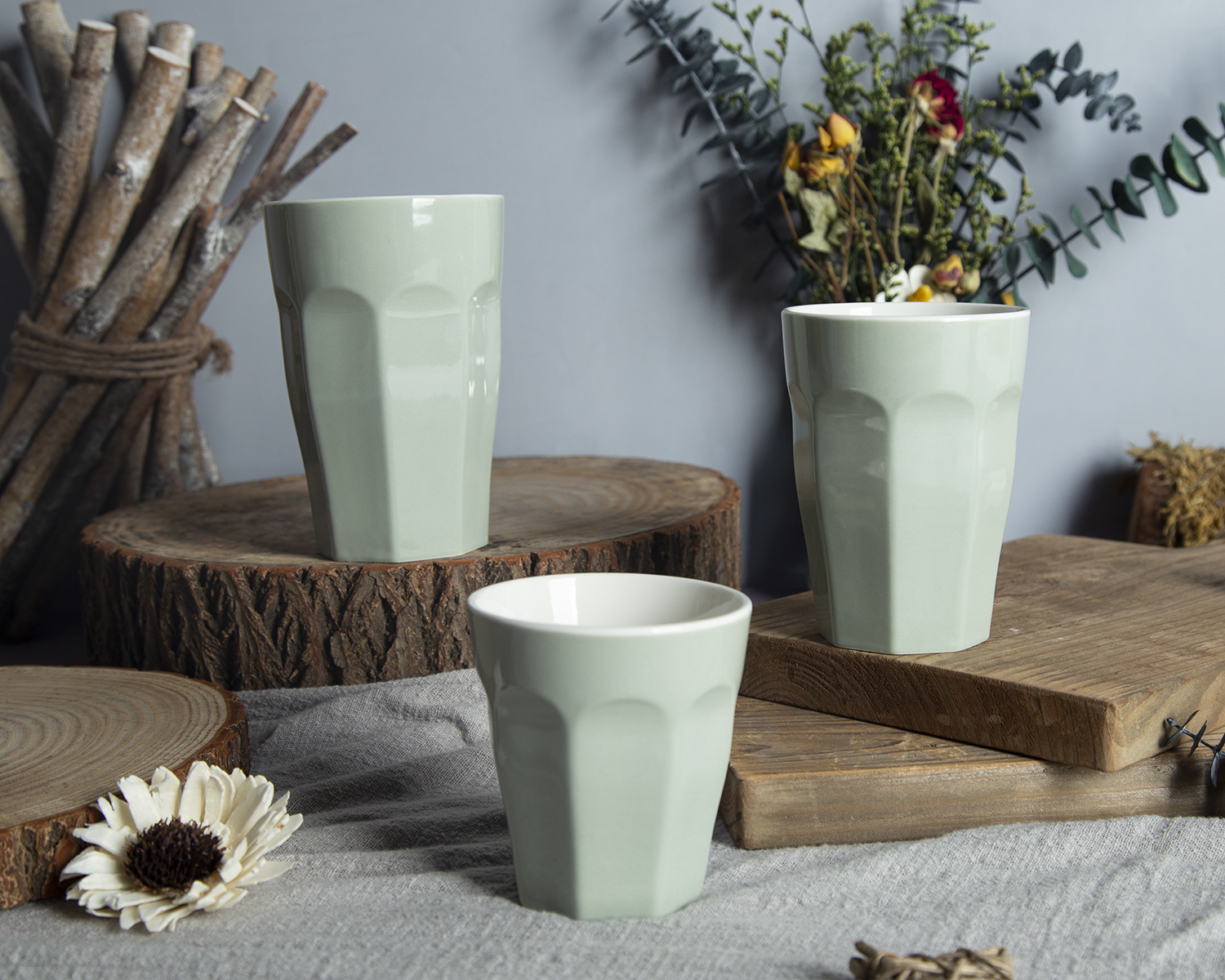 CHANGSHA HAPPY GO Embossed Color Glazed New Bone China Cup in Minimalist Pastel Tones |happygodinnerware.com