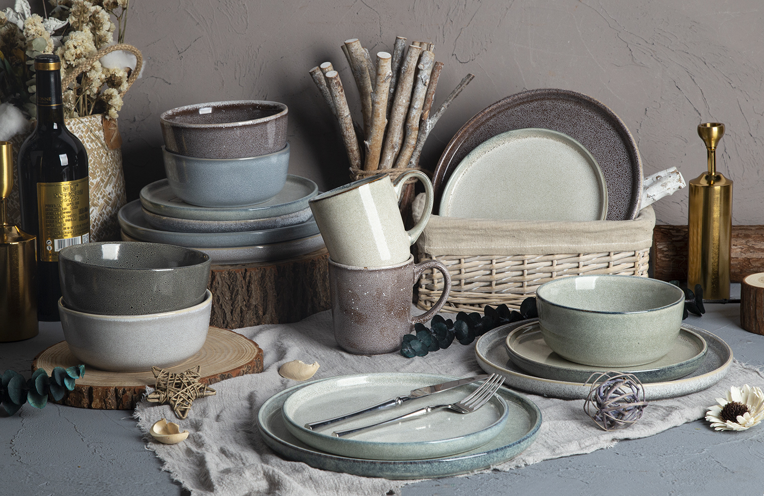 CHANGSHA HAPPY GO Reactive Glaze Stoneware Dinnerware Set | happygodinnerware.com